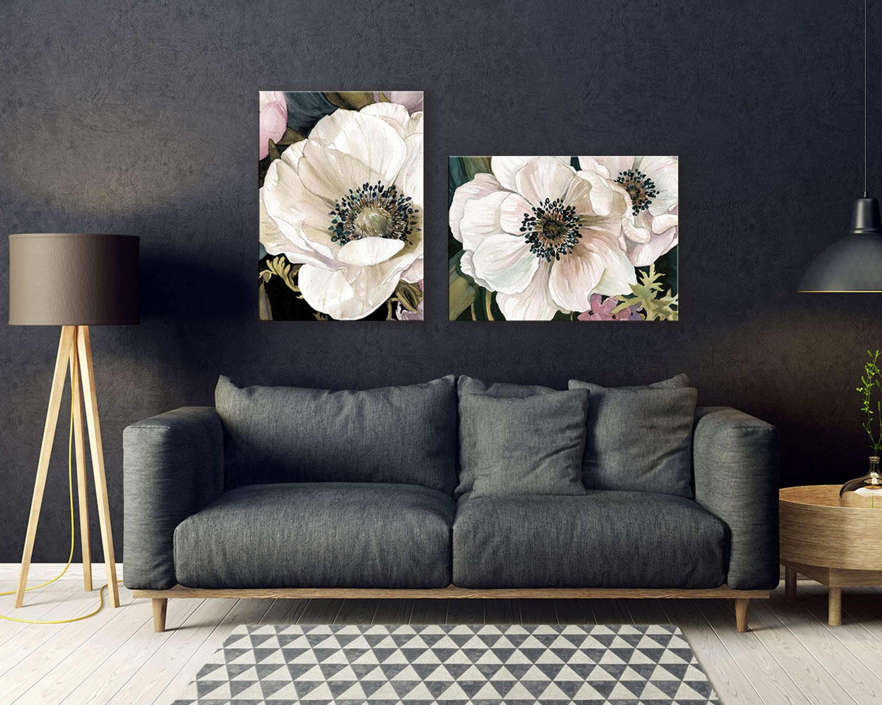 Leinwand Kunst-Edition Carol auf Bild Robinson: 70x50cm artissimo Blüte, artissimo Leinwandbild I Study Aquarell Blume Anemone