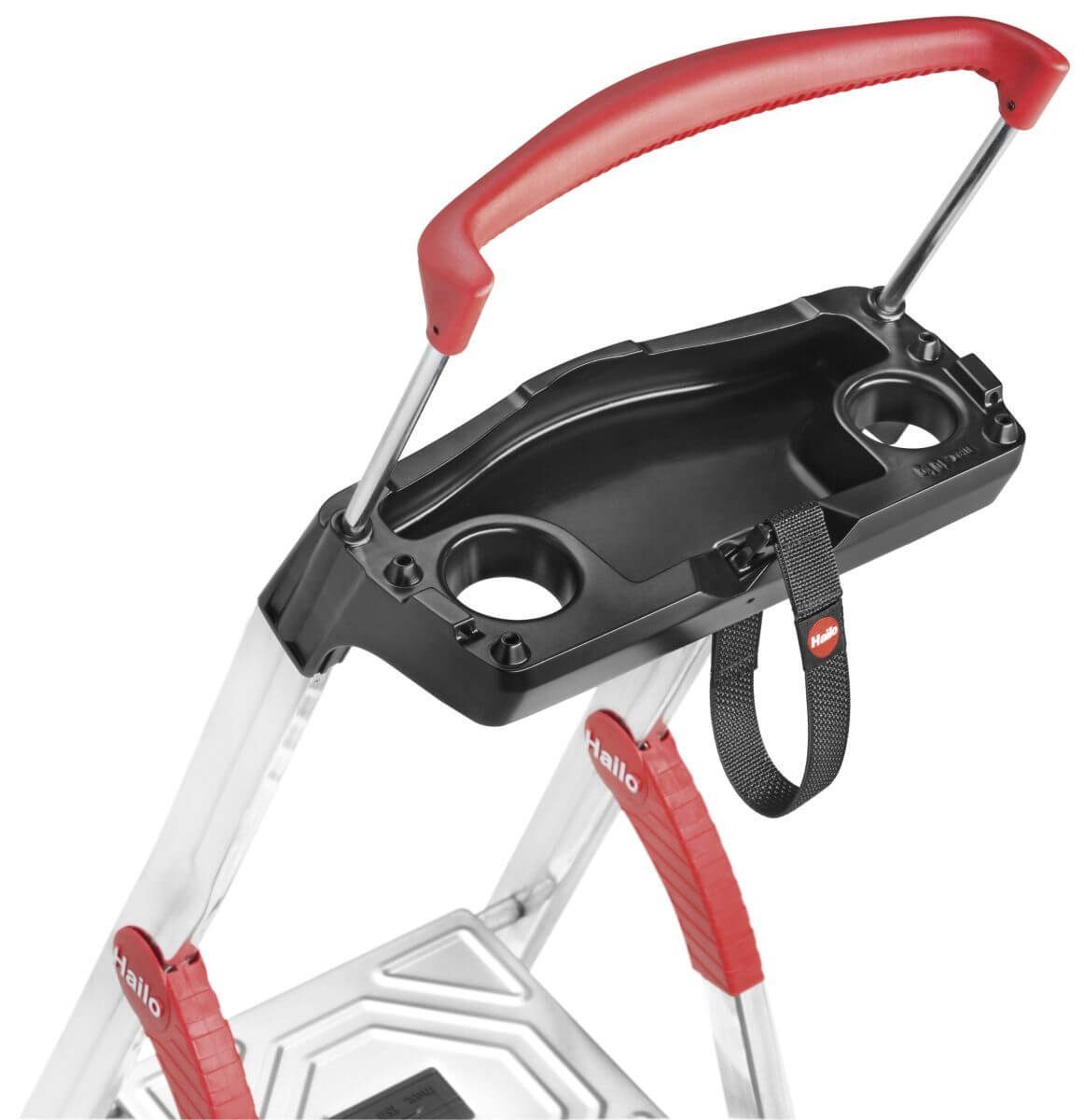 Hailo Trittleiter L85 ComfortLine Alu-Haushaltsleiter, Sicherheitsleiter mit 5 Stufen &, XXL-Alu-Stufen, Rutschsicherer Steckfuß