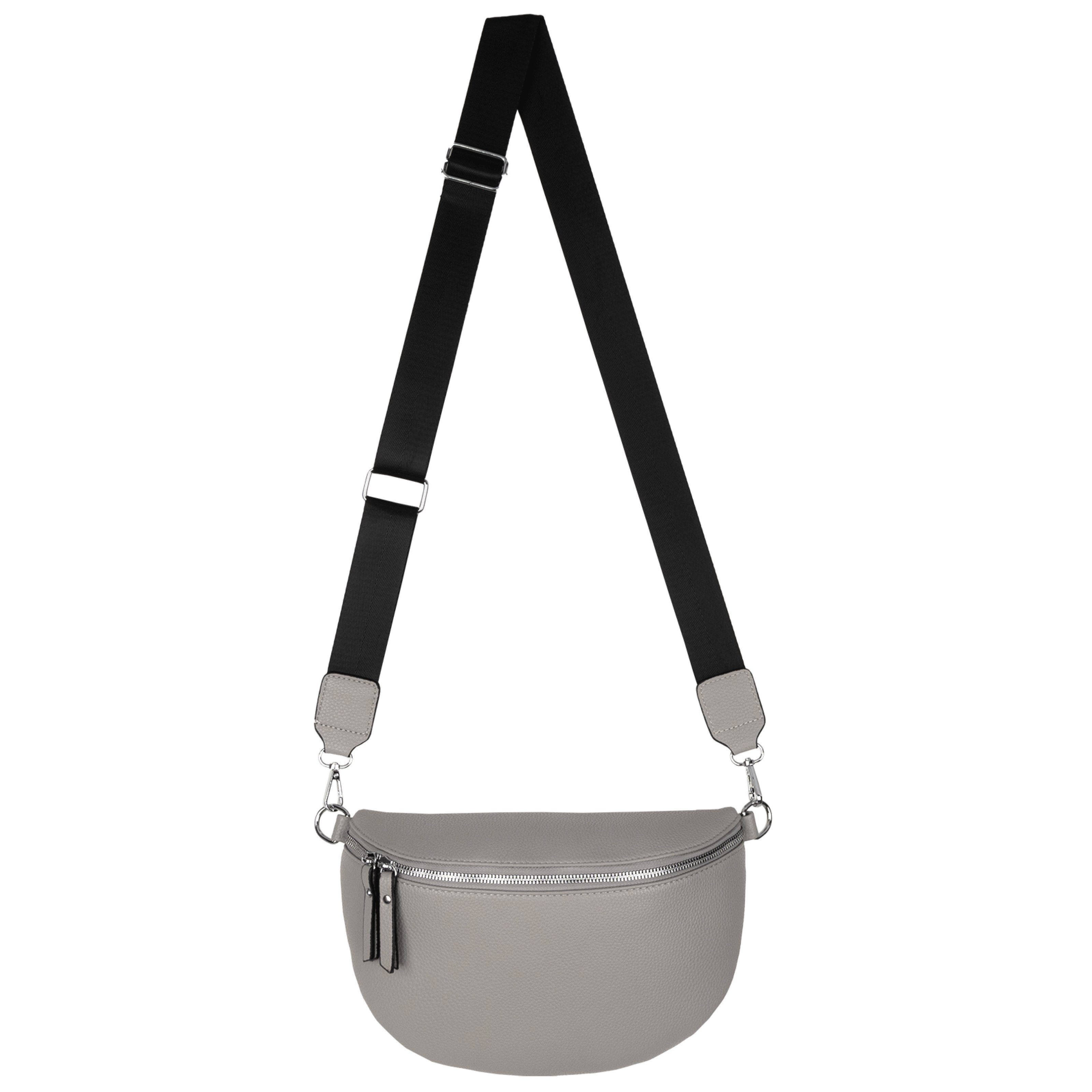 EAAKIE Gürteltasche Bauchtasche XL Umhängetasche Crossbody-Bag Hüfttasche Kunstleder Italy, als Schultertasche, CrossOver, Umhängetasche tragbar GREY