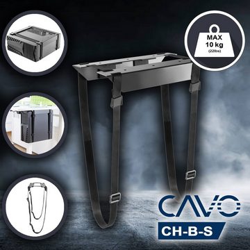 CAVO Desktop PC-Halterung CH-B mit reißfesten Gurten Halterung, (Computerhalter für alle PC-Größen bis 10 kg Gewicht, schwarz)