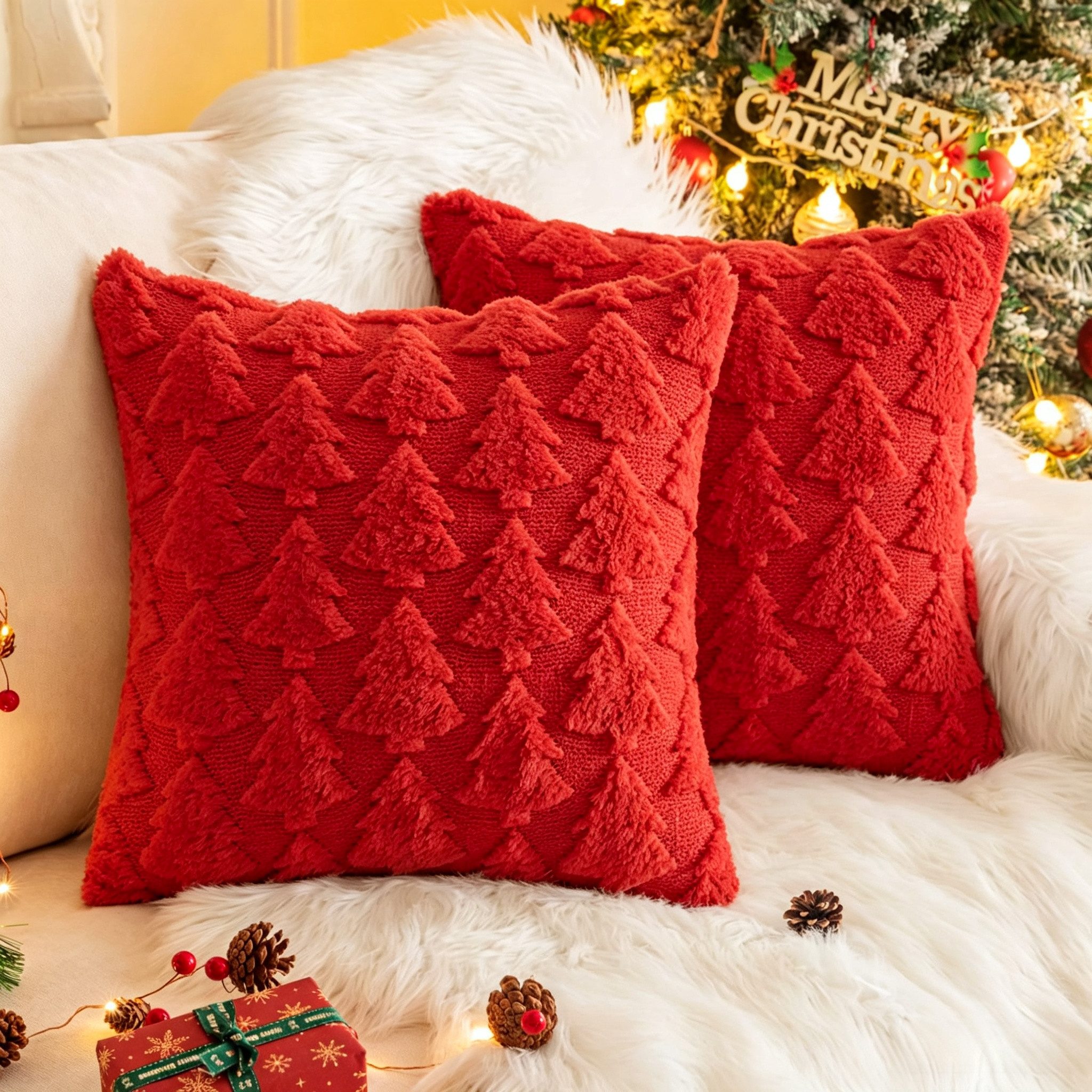 FOUORTUNATE-BEE Kissenbezug Kissenbezug Weihnachten 2 Stück, Weihnachtsdeko Kissenbezug 45x45 cm, (2 Stück) – Bild 2 von 5