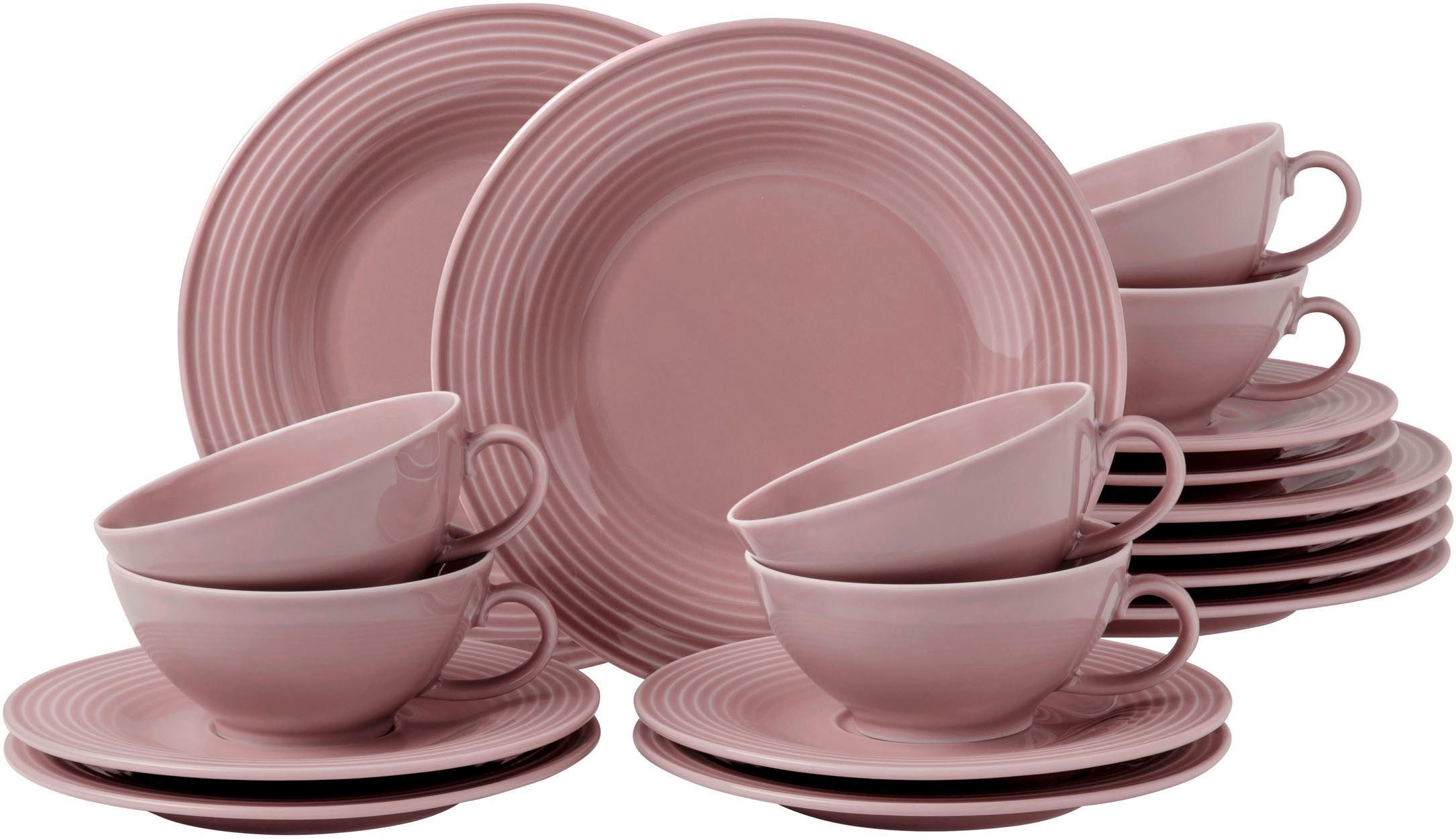 Seltmann Weiden Teeservice Geschirr-Set, 18 Teile, Beat, klein (18-tlg), 6 Personen, Porzellan, Tassen, Untertassen, Teller, Made in Germany, 18 Teile, für 6 Personen