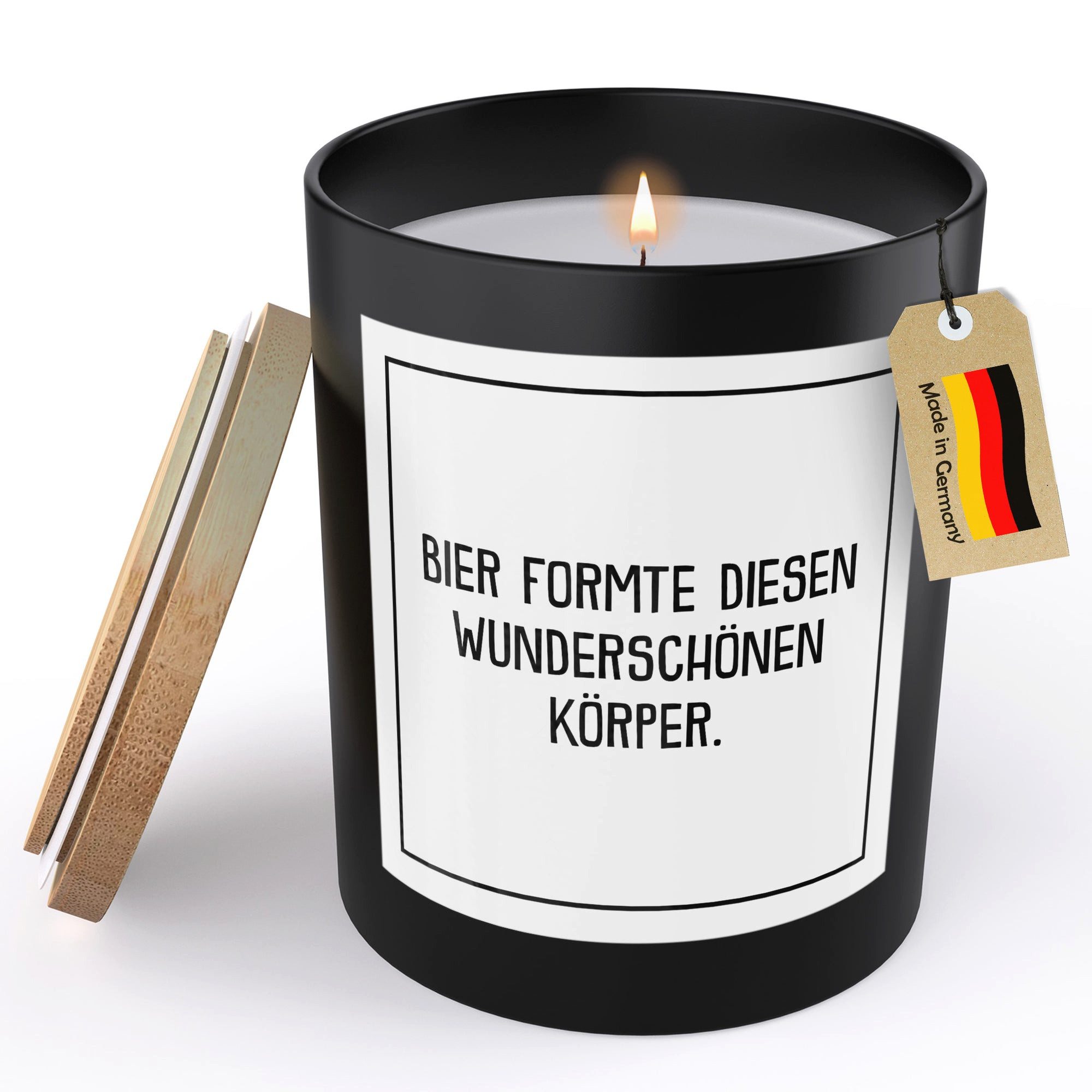 22Feels Duftkerze HANDGEMACHT Zitrus Männer Geschenk Deko Glas, MADE IN GERMANY, Europäisches Sojawachs, Bambusdeckel und Glas, Vegan