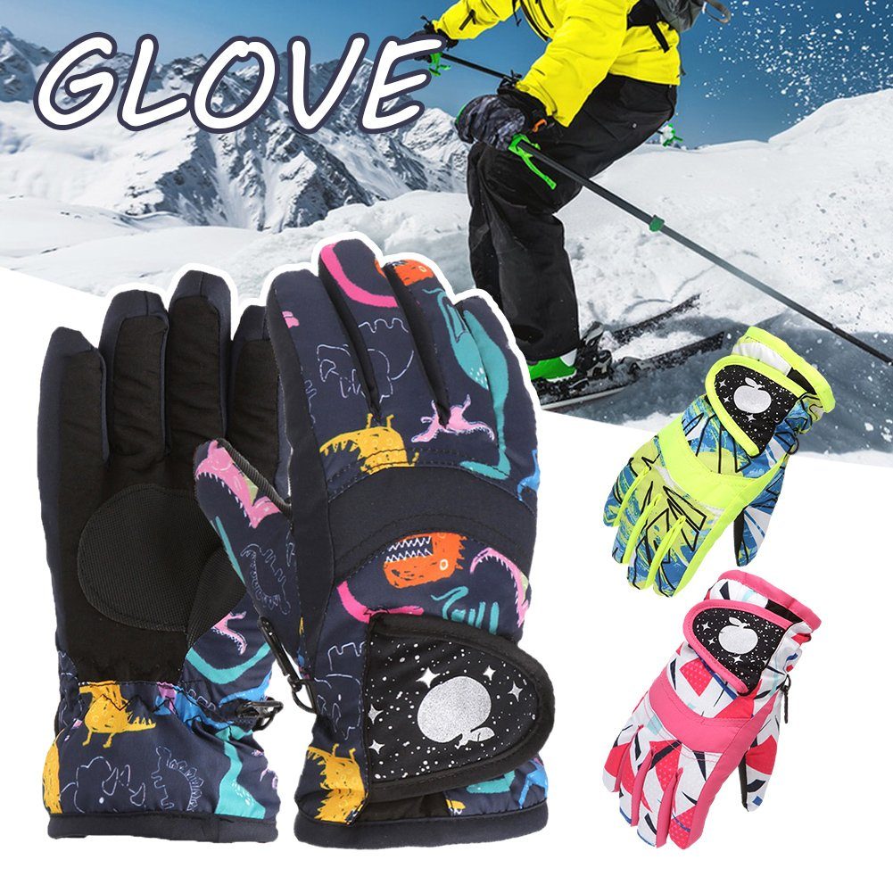 Blusmart Skihandschuhe Kinder-Skihandschuhe Mit Handschuhe green Für Bequeme Cartoon-Muster