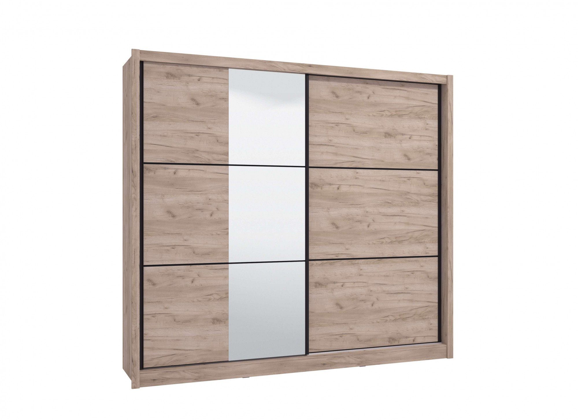Home affaire Schwebetürenschrank Navara Kleiderschrank mit Spiegel Wäscheschrank Garderobe Kleiderschrank mit Spiegel, FSC®-zertifiziert, 242,5x215,5x61cm
