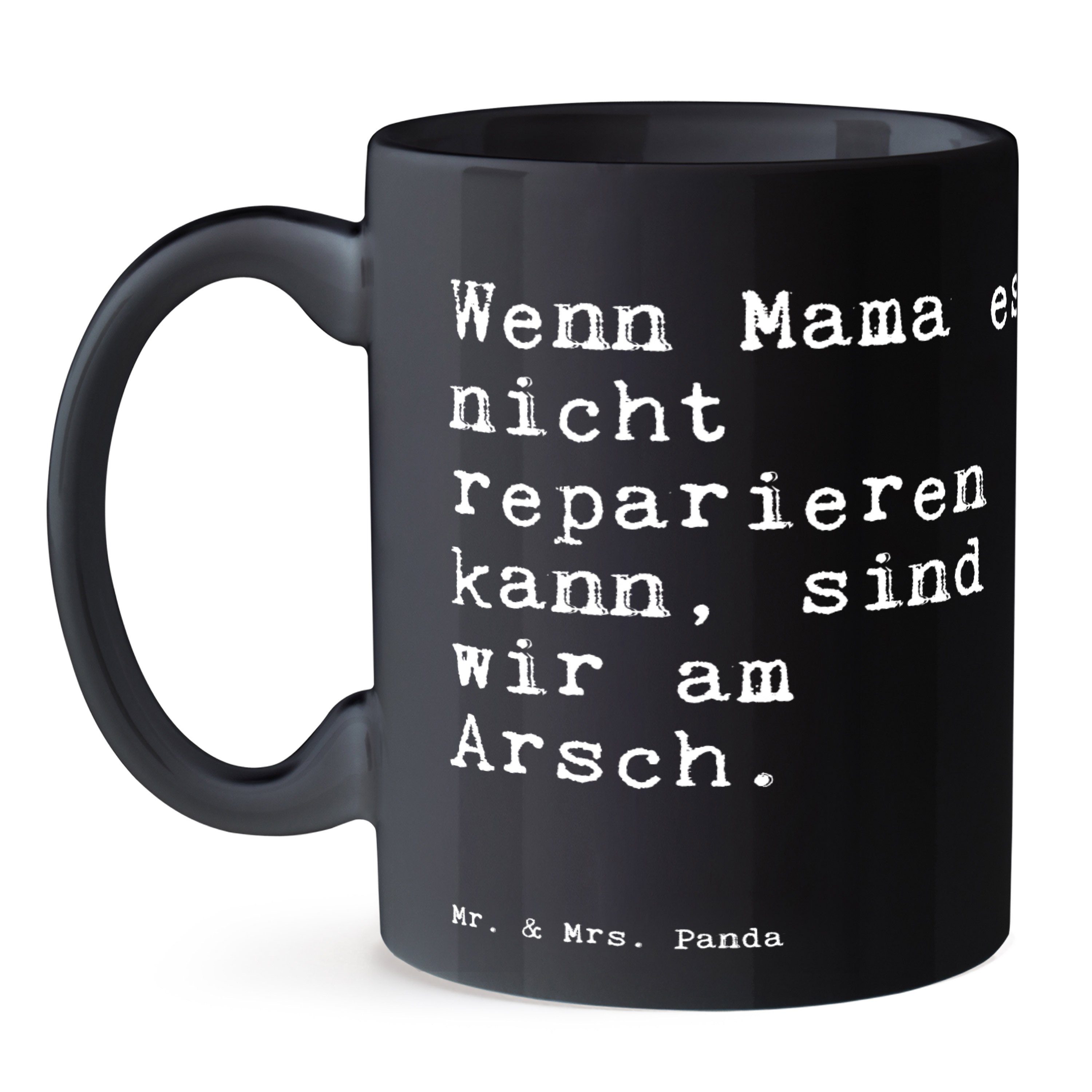 Geschenk, Geschenk, Mr. Wenn Schwarz Tasse - Keramik - & Panda Alleinerziehend, nicht... Schwarz Mama es Mrs.