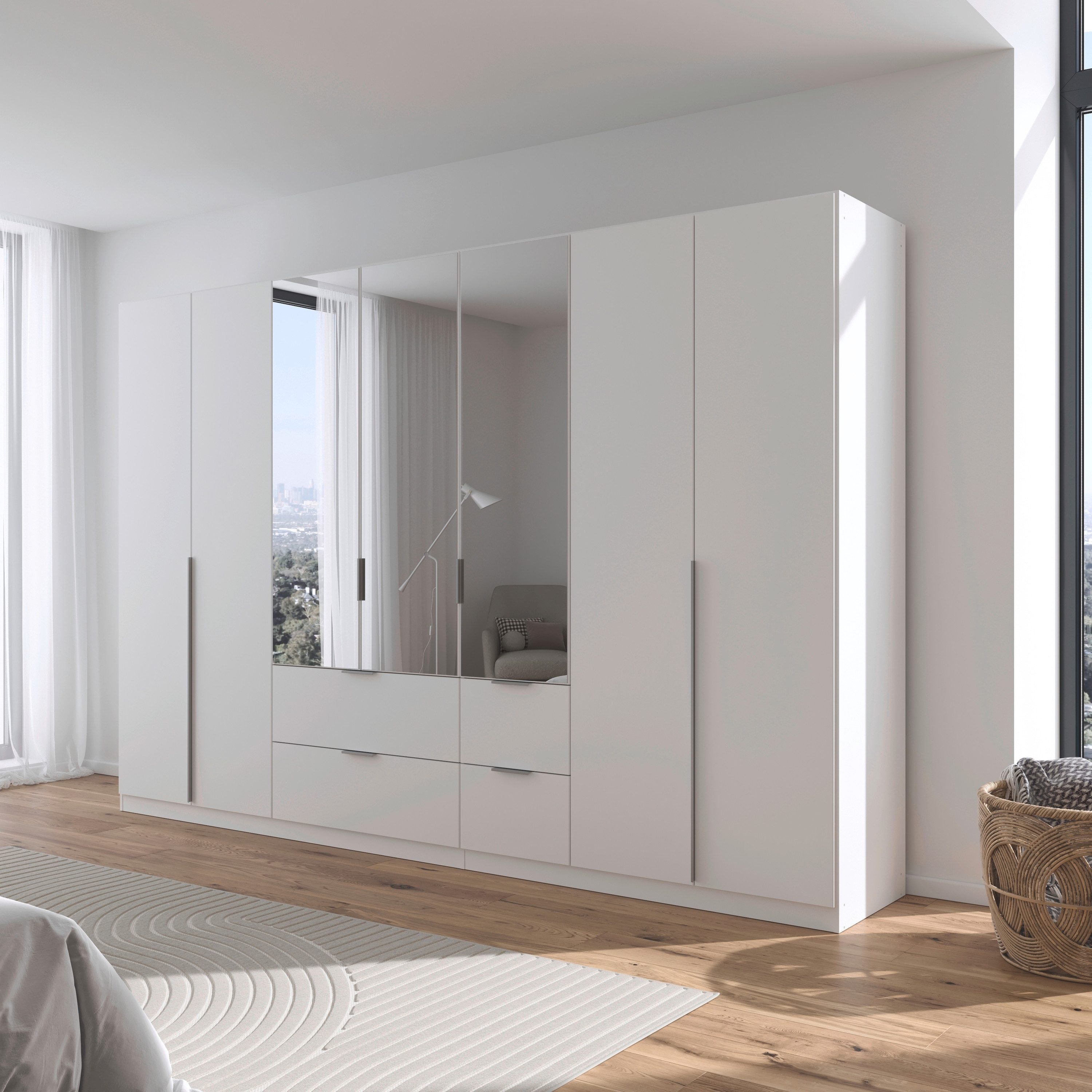 OTTO home Drehtürenschrank Kleiderschrank Schrank Garderobe AGORDO mit Dekor- oder Hochglanzfront (in zwei Griff-Farben, Breiten 91-360 cm) mit Außenschubkästen, in 7 Breiten und 2 Höhen MADE IN GERMANY