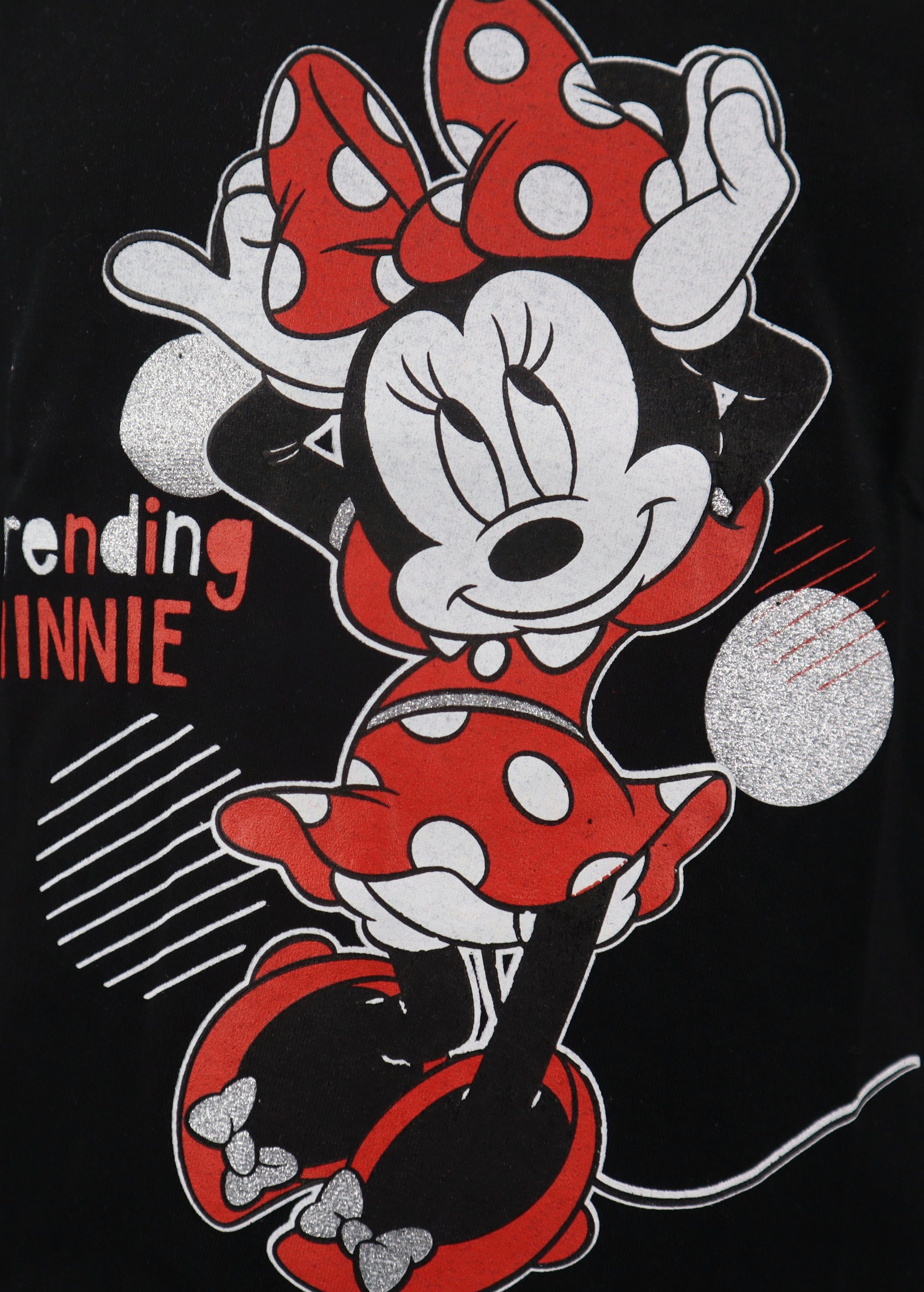 Disney Gr. 100% Langarmshirt Kinder langarm Schwarz bis Baumwolle Minnie 134, Minnie 104 Mouse Shirt Maus Mädchen