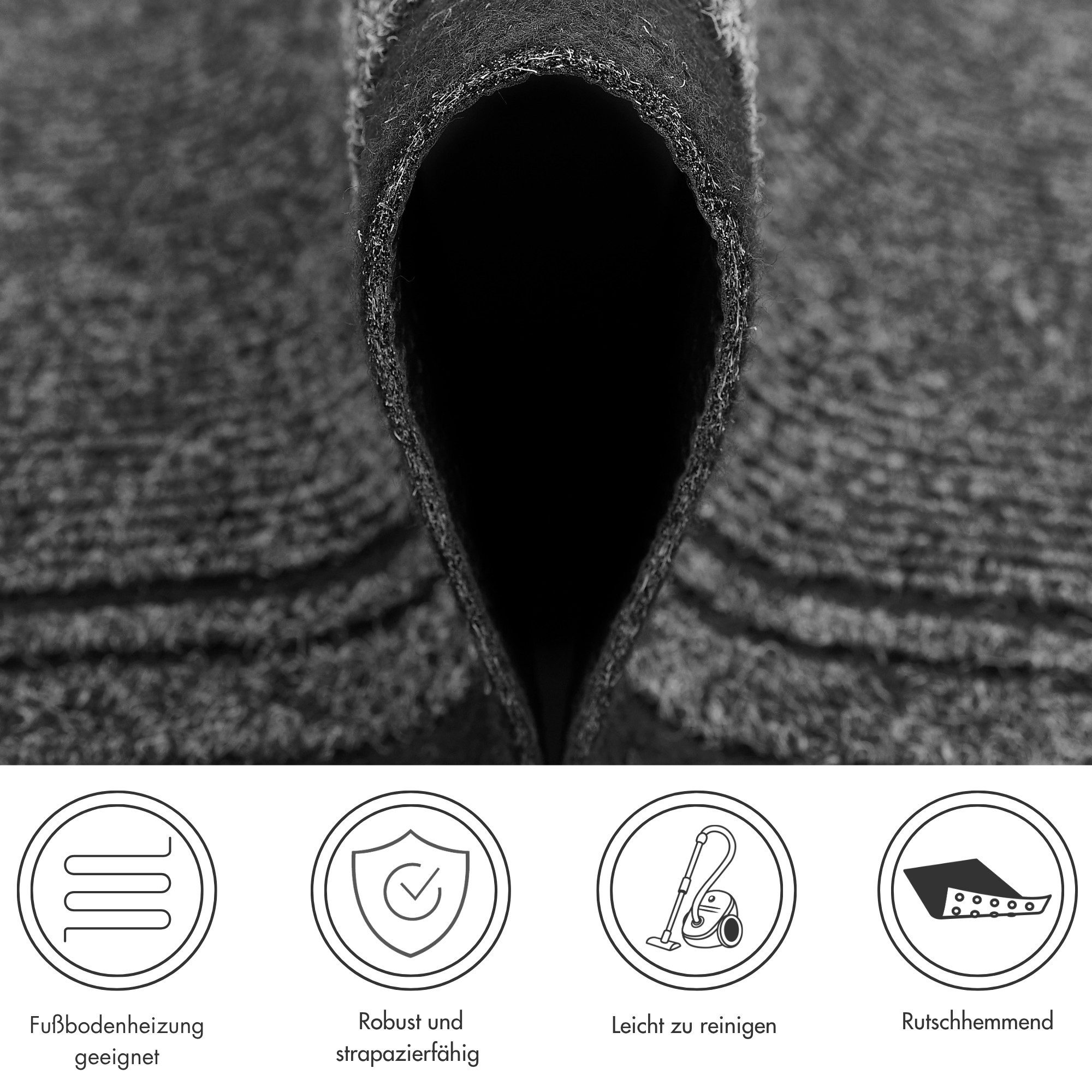 Andiamo Läufer Mitch, Made in Belgium, rechteckig, Höhe: 6 mm, Schmutzfangläufer, meliert, mit Bordüre, In- und Outdoor geeignet