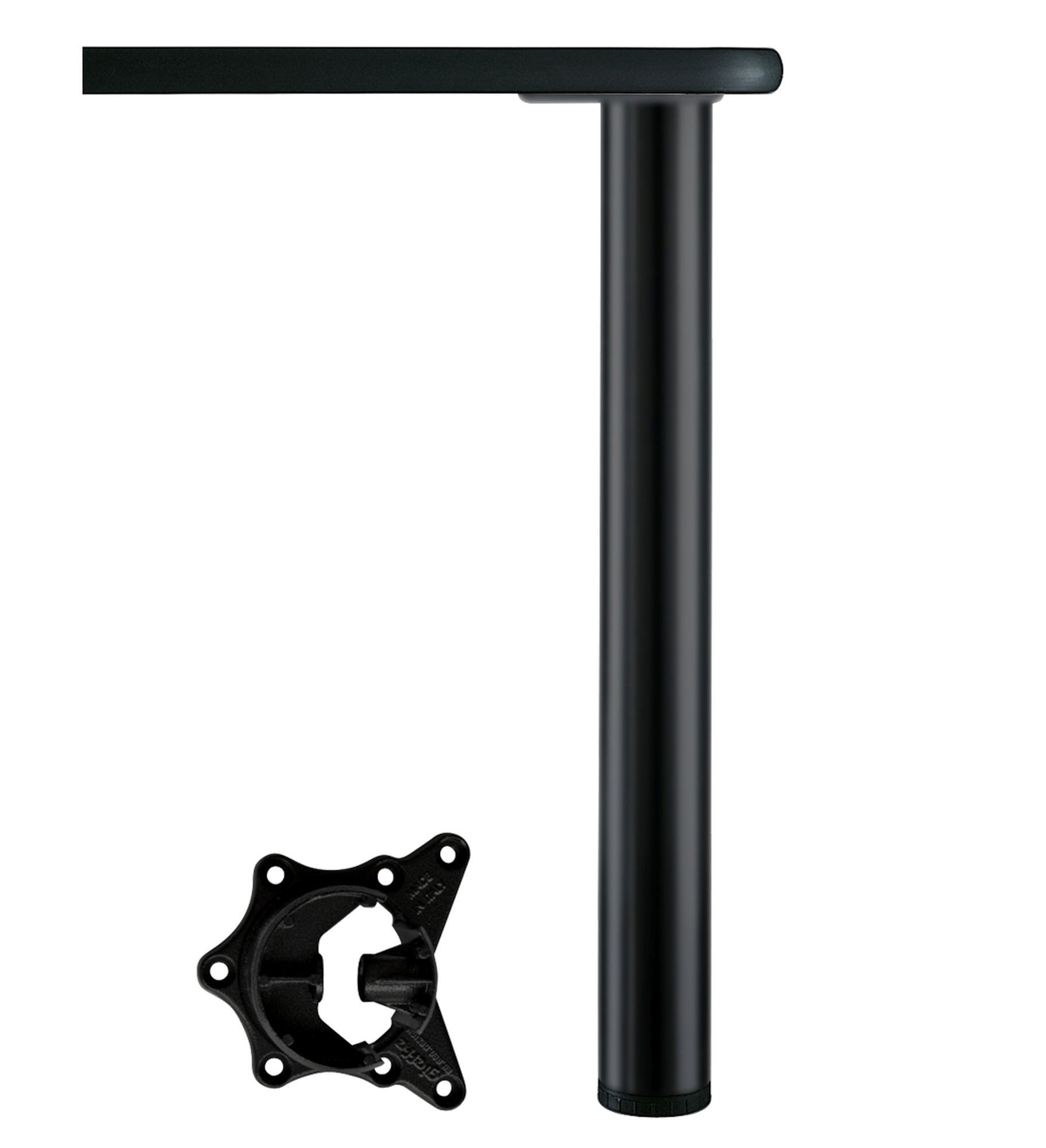 TopLine Tischbein Tischbein Alto 71cm Stützfuss Schwarz matt höhenverstellbar + 2,5cm