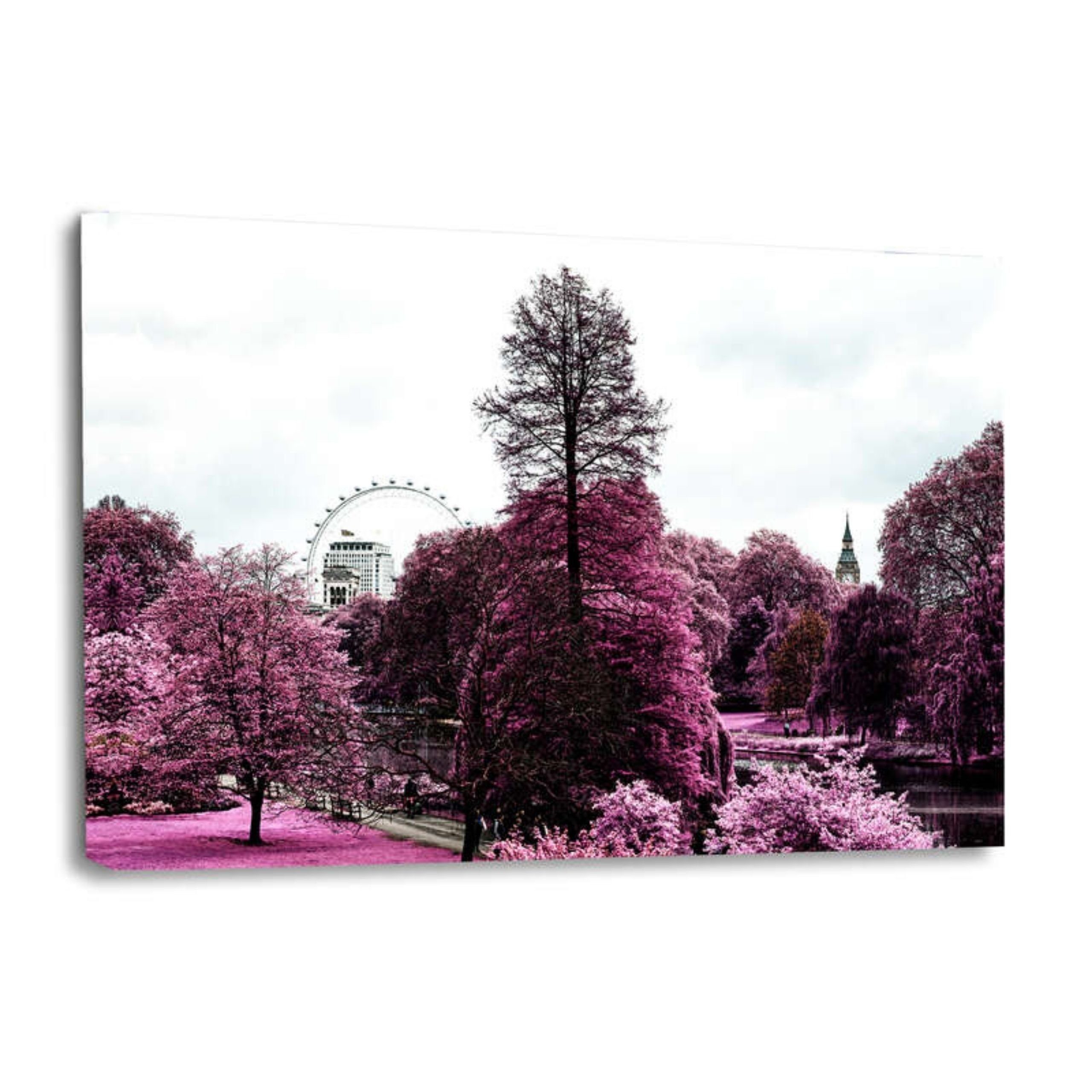 Hustling Sharks Leinwandbild London Wandbild als XXL Leinwandbild "London - Pink UK", in 7 unterschiedlichen Größen verfügbar