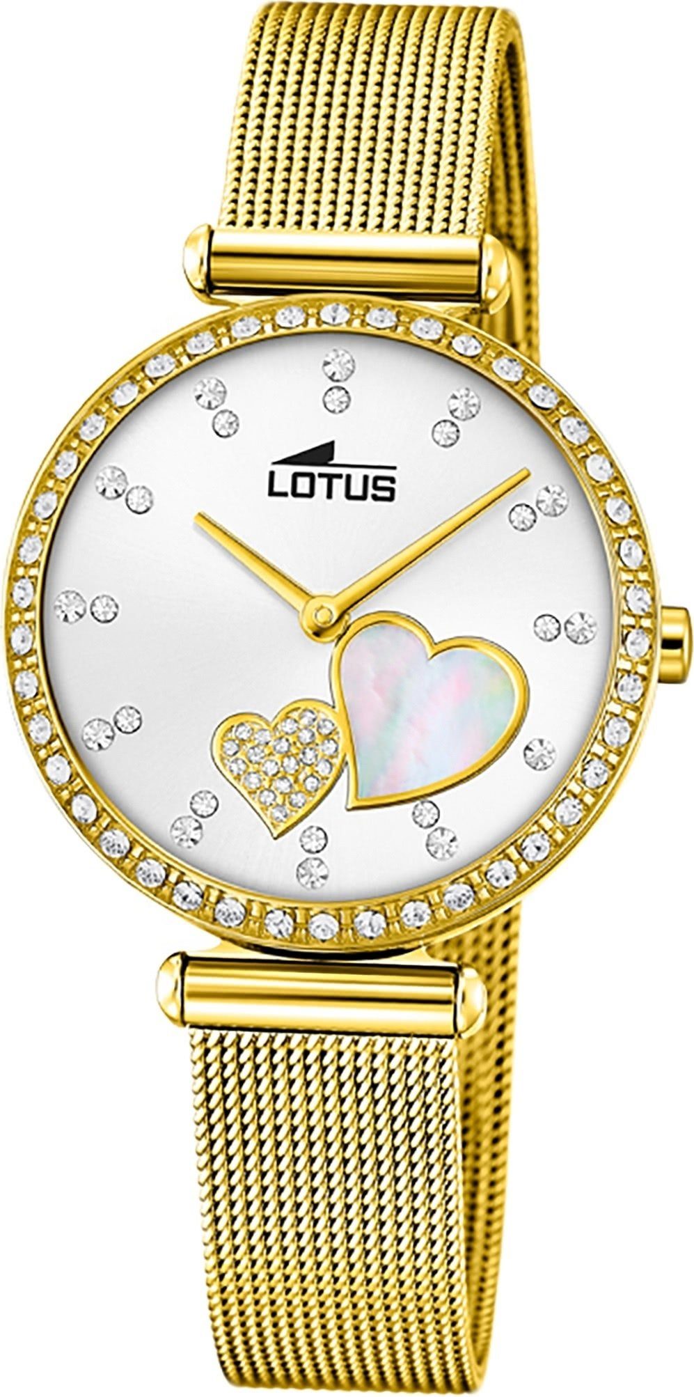 Lotus mit rundes Damen 18619/1, Gehäuse, Fashi (ca. Uhr 29mm), Edelstahl Damenuhr Edelstahlarmband, Quarzuhr klein LOTUS