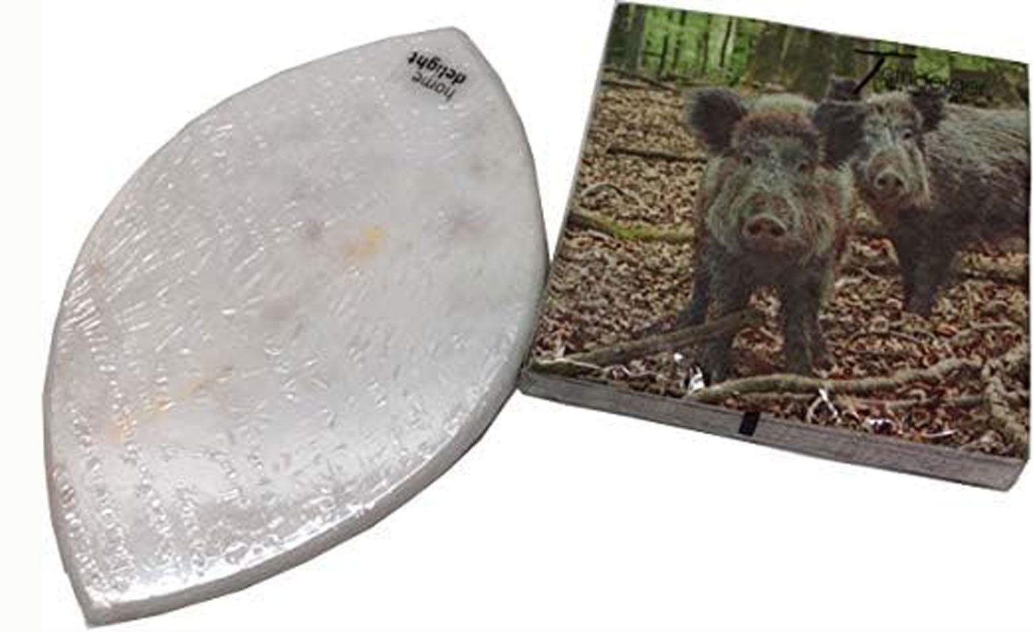 Steinnacher Bärbel Schneidebrett Küchenbrett Marmor oval weiß 26cm mit Servietten, Marmor