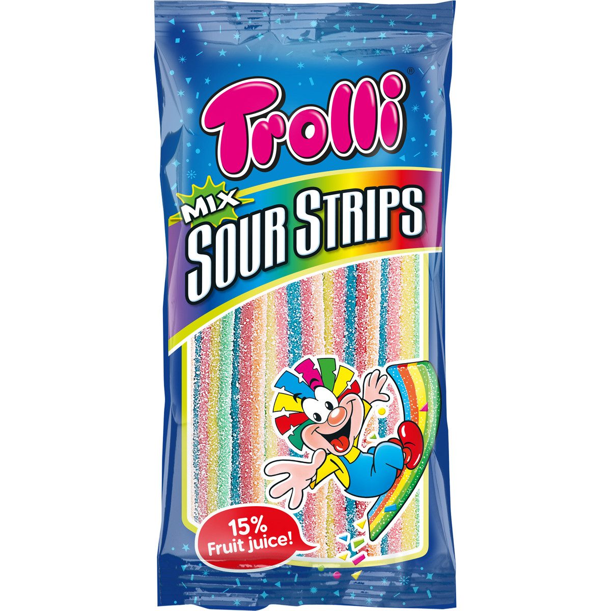 TROLLI Süßigkeit, Trolli Mix Sour Strips fruchtig saure Fruchtgummi Streifen 85g