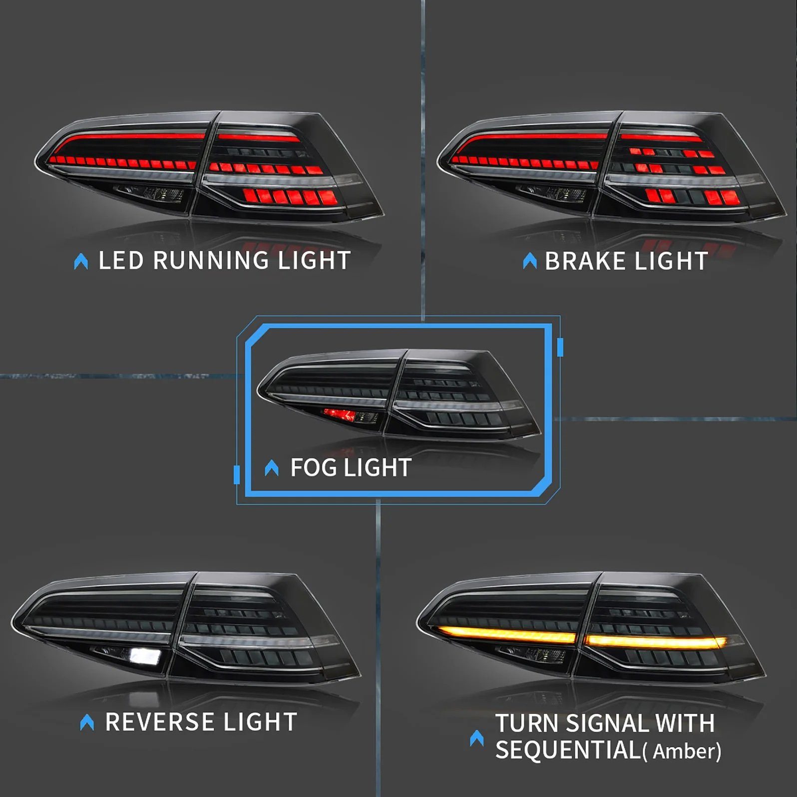 für LLCTOOLS in integriert Rückleuchten 7 LED OLED, VW rot Voll LED Smoke oder fest Golf 2013-2020 Rückleuchte
