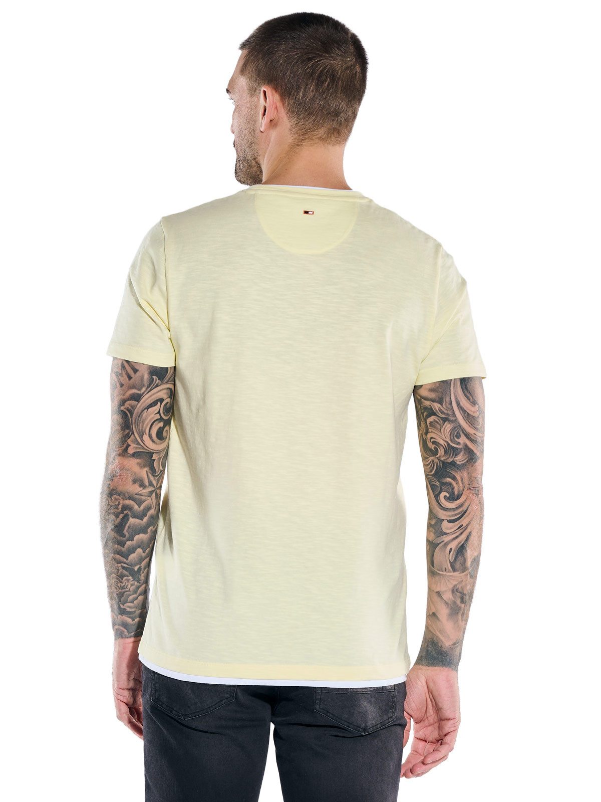 emilio adani T-Shirt Herren Rundhals T-Shirt, Hellgelb
