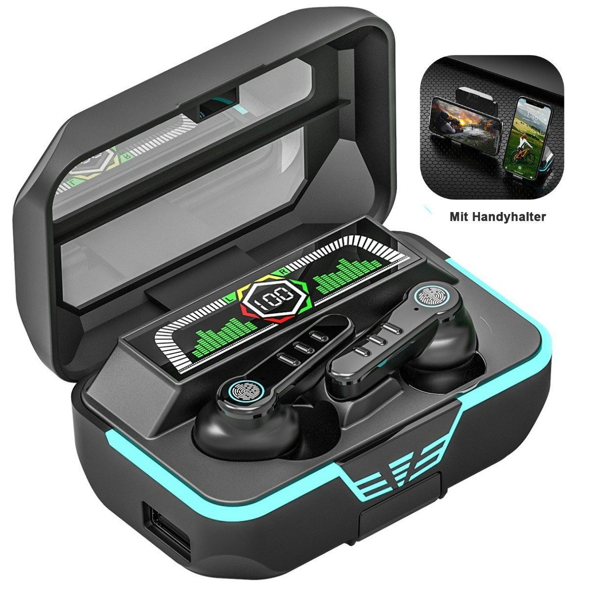 VSIUO Kopfhörer Kabellos Bluetooth 5.3 In Ear Kopfhörer In-Ear-Kopfhörer (mit Handyhalte,enc, Siri, Bluetooth, Stereo USB-C, kabelgebunden)