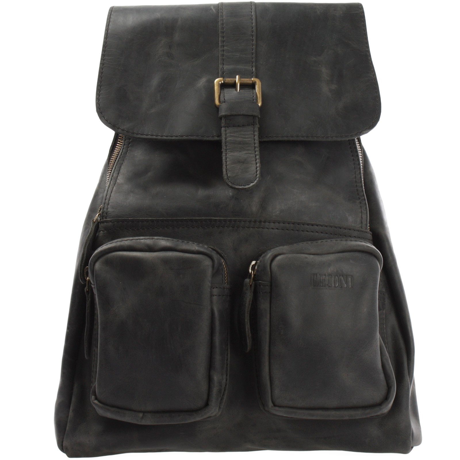 Freizeitrucksack Leder LE1008 Lederrucksack LECONI vintage grau Rucksack Herren Damen