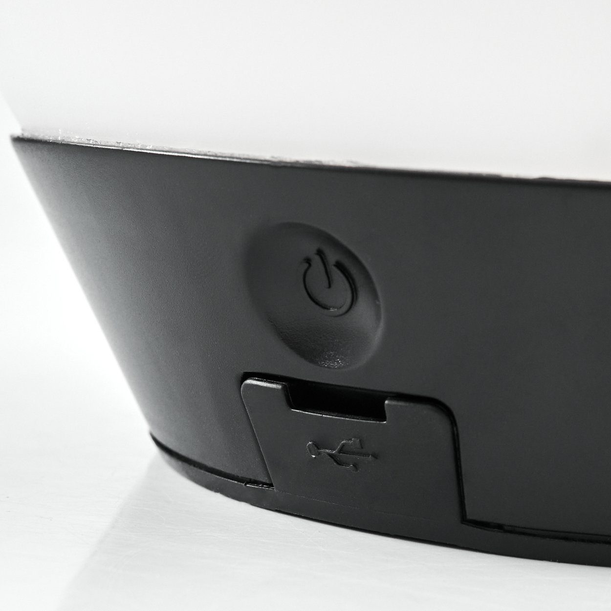 hofstein Außen-Tischleuchte runde Schwarz/Weiß, Smart-Home RGB, LED wechselbar, Ladefunktion, USB, Fernbedienung/App, Tischleuchte Bluethooth, aus in Kunststoff