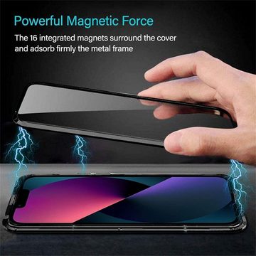 CoolGadget Handyhülle Metall Magnet Handy Case für Apple iPhone 14 Plus 6,7 Zoll, Hülle 360 Grad Schutz Cover Gehärtetes Glas für iPhone 14 Plus