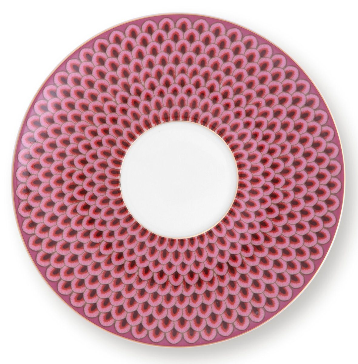 PiP Studio Tasse Flower Festival Tasse mit Untert. dark pink 280ml, Porzellan, Cup & Saucer Flower Festival Dark Pink 280ml