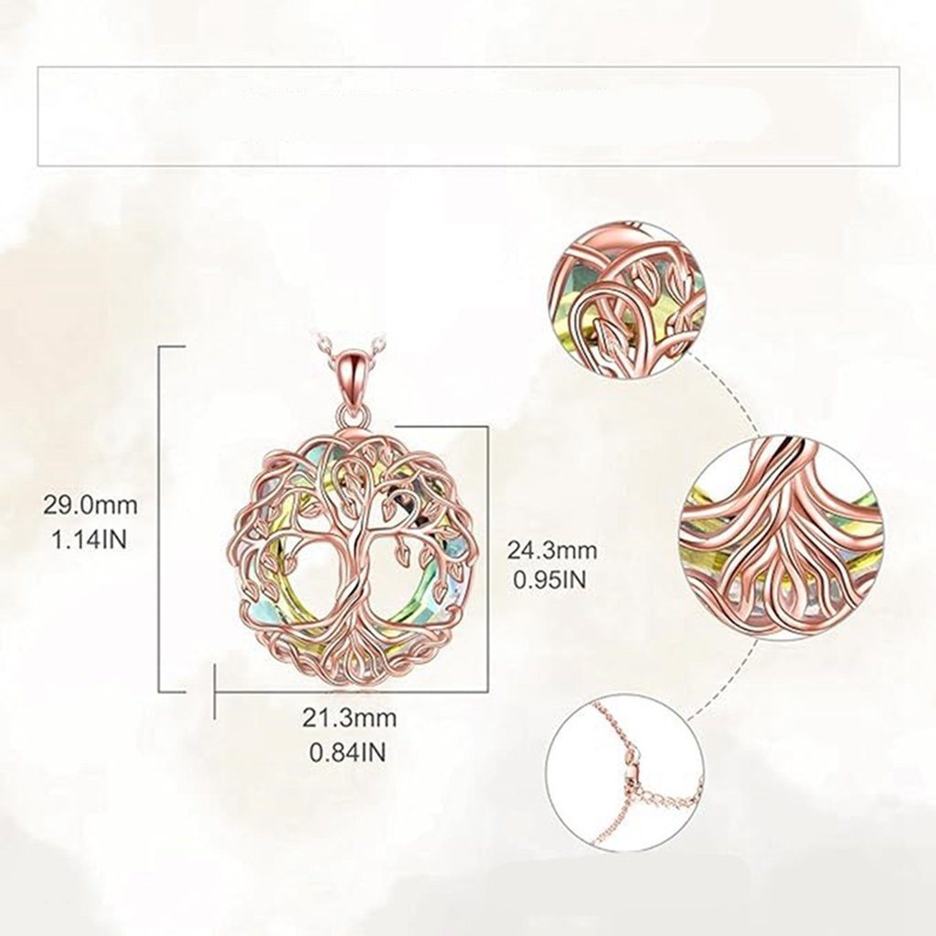 Schmuckgeschenk Lebensbaum-Anhänger-Halskette, für Frauen WaKuKa Roségold Charm-Kette