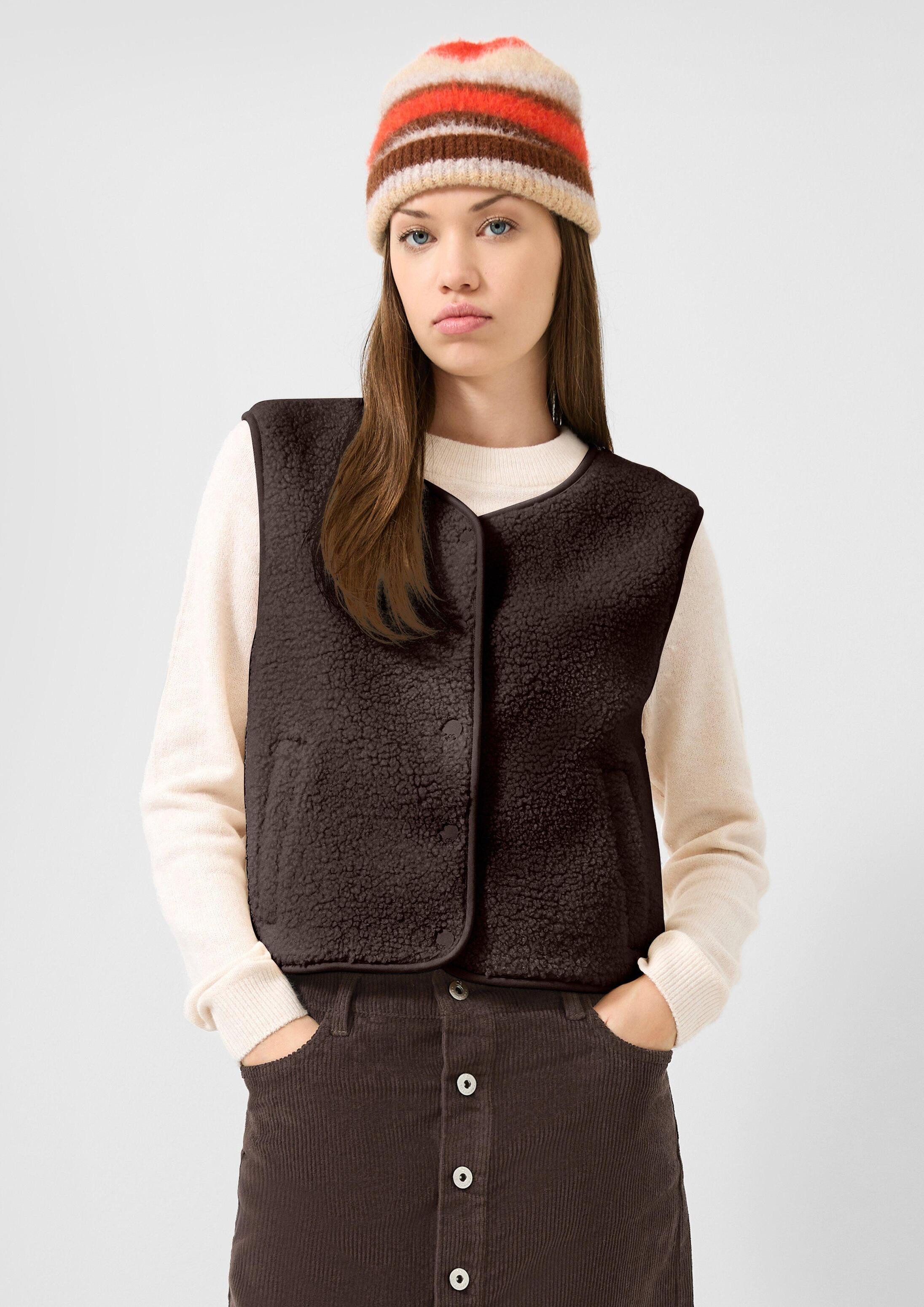QS Funktionsweste Indoor-Weste Weiche Teddyweste mit Eingrifftaschen