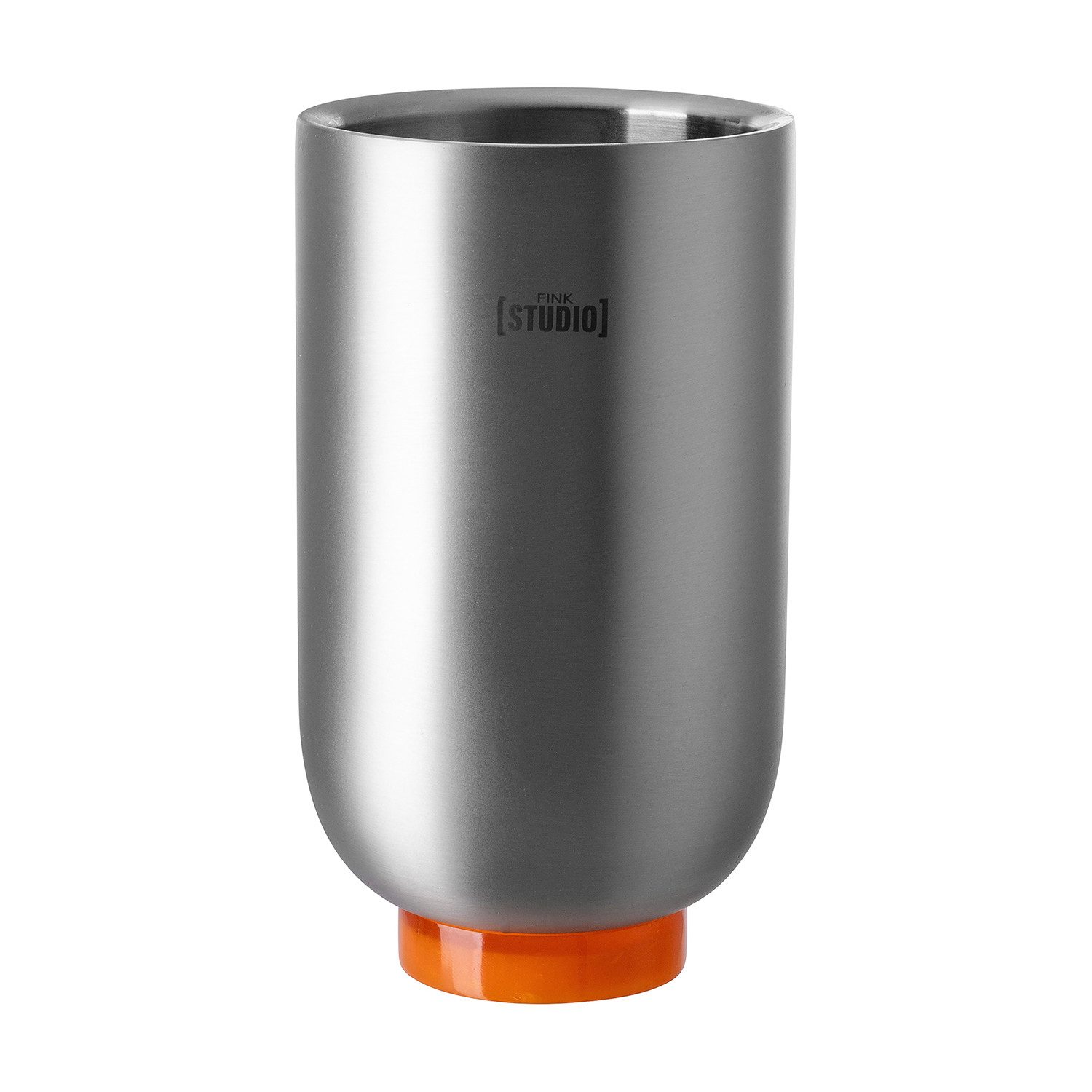 Fink Studio Weinkühler ICE LOVE Weinkühler - grau-orange - Edelstahl - H. 21cm x Ø 12,3cm, Weinflaschenkühler & Champagnerkühler - Weintemperierer Deluxe
