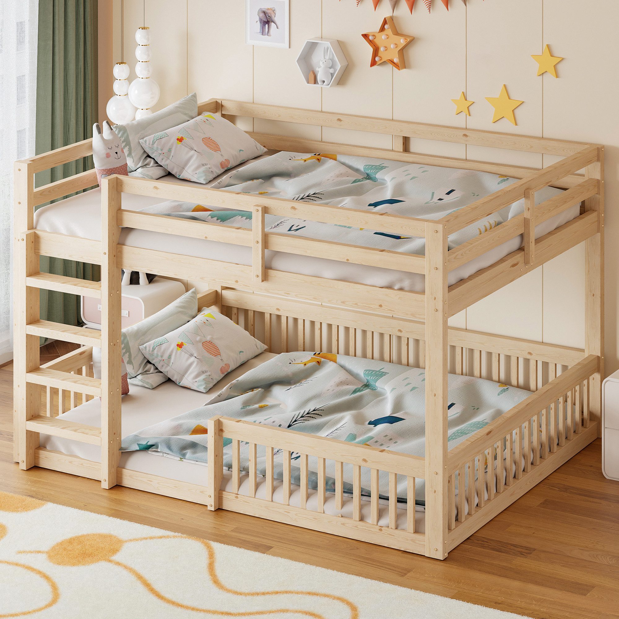 Merax Etagenbett Hochbett Holzbett Jugendbett Stockbett (1-St), Doppelbett Kinderbett 160x200cm mit Sicherheitsgeländern und Leiter