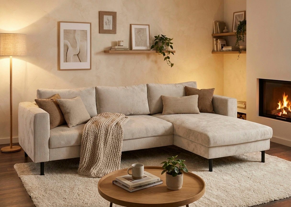 TRENDMANUFAKTUR Ecksofa Amazing II, wahlw. mit Schlaffunktion & Bettkasten, Fuß schwarz, Recamiere beidseitig montierbar, L-Form,in Cord o. Struktur, B: 232 cm
