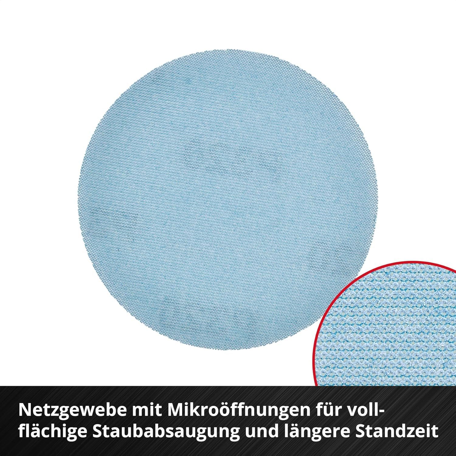 Einhell Schleifpapier, (20 St), Schleifgitter, Ø 125 mm, K320 (Netzgewebe, Aluminiumoxid, Klett, staub