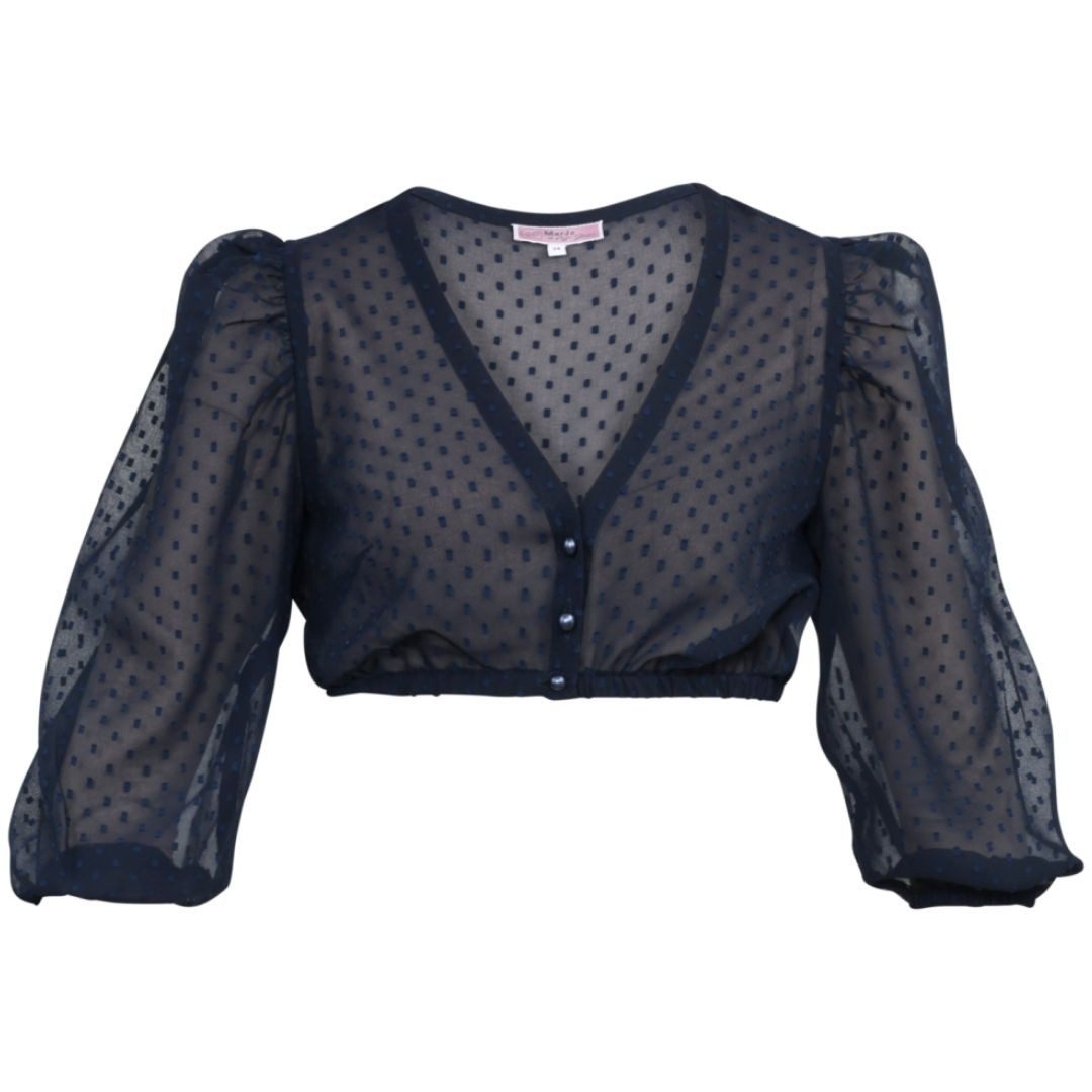MarJo Dirndlbluse Dirndlbluse Ahorntal dunkelblau