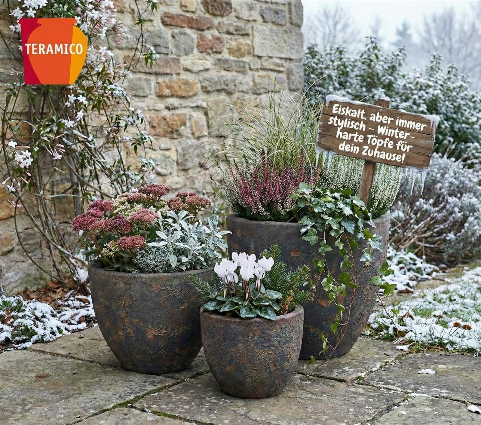 Teramico Pflanzkübel Keramik Pflanzgefäß Eggpot, Lava Braun, Ø 21 cm, Steinzeug geschliffen, 100% Frostfest – Bild 5 von 5