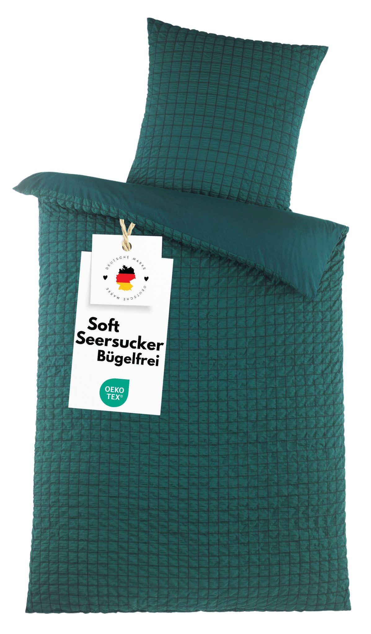 Bettwäsche Seersucker 135x200 Mikrofaser Bügelfrei Reißverschluss Sommer Bettzeug