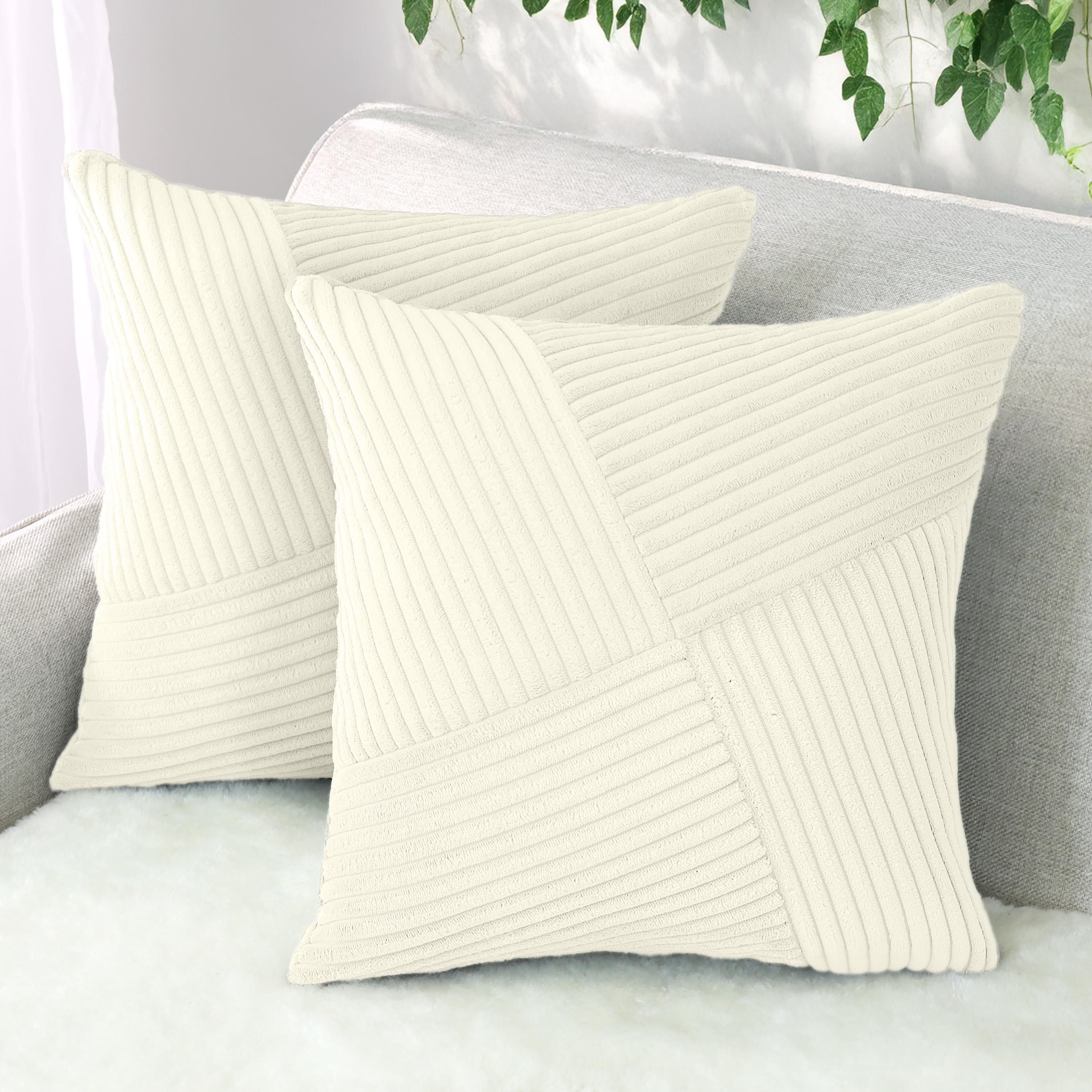 Amilian Dekokissen Sofakissen 40x40 2er Set mit Füllung und Bezug - Cord-Optik, Reißverschluss, formstabil, 2 Stück