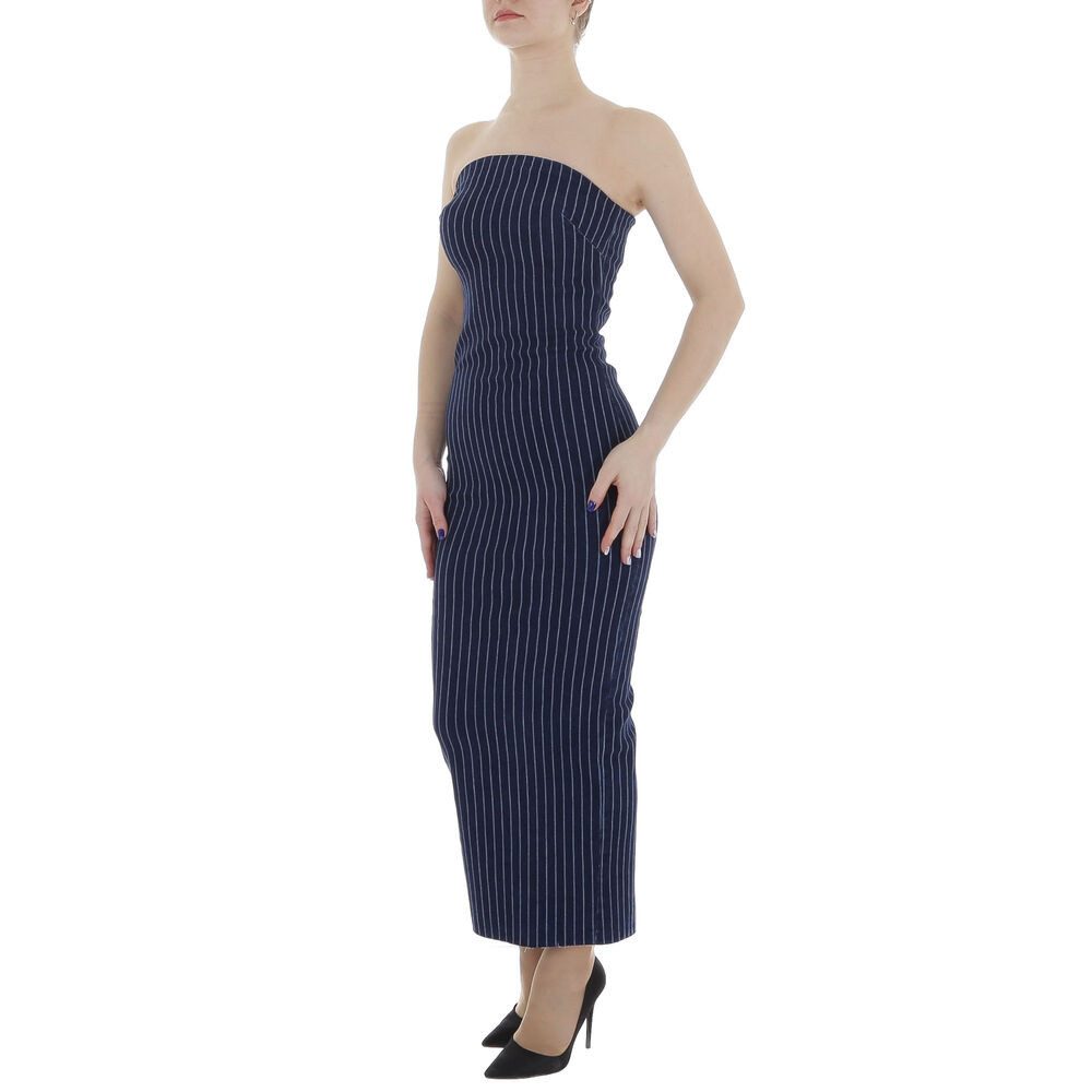 Ital-Design Bustierkleid Damen Party & Clubwear Pencil (85989803) Gestreift Stretch Maxikleid in Dunkelblau