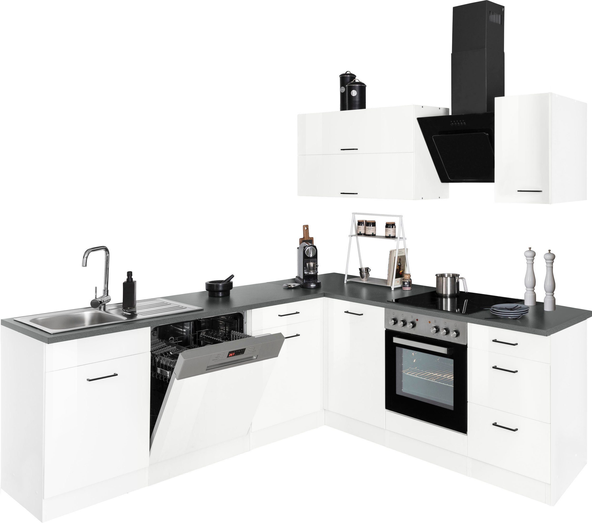 KOCHSTATION Winkelküche KS-Trier, mit E-Geräten, Stellbreite 220/220 cm