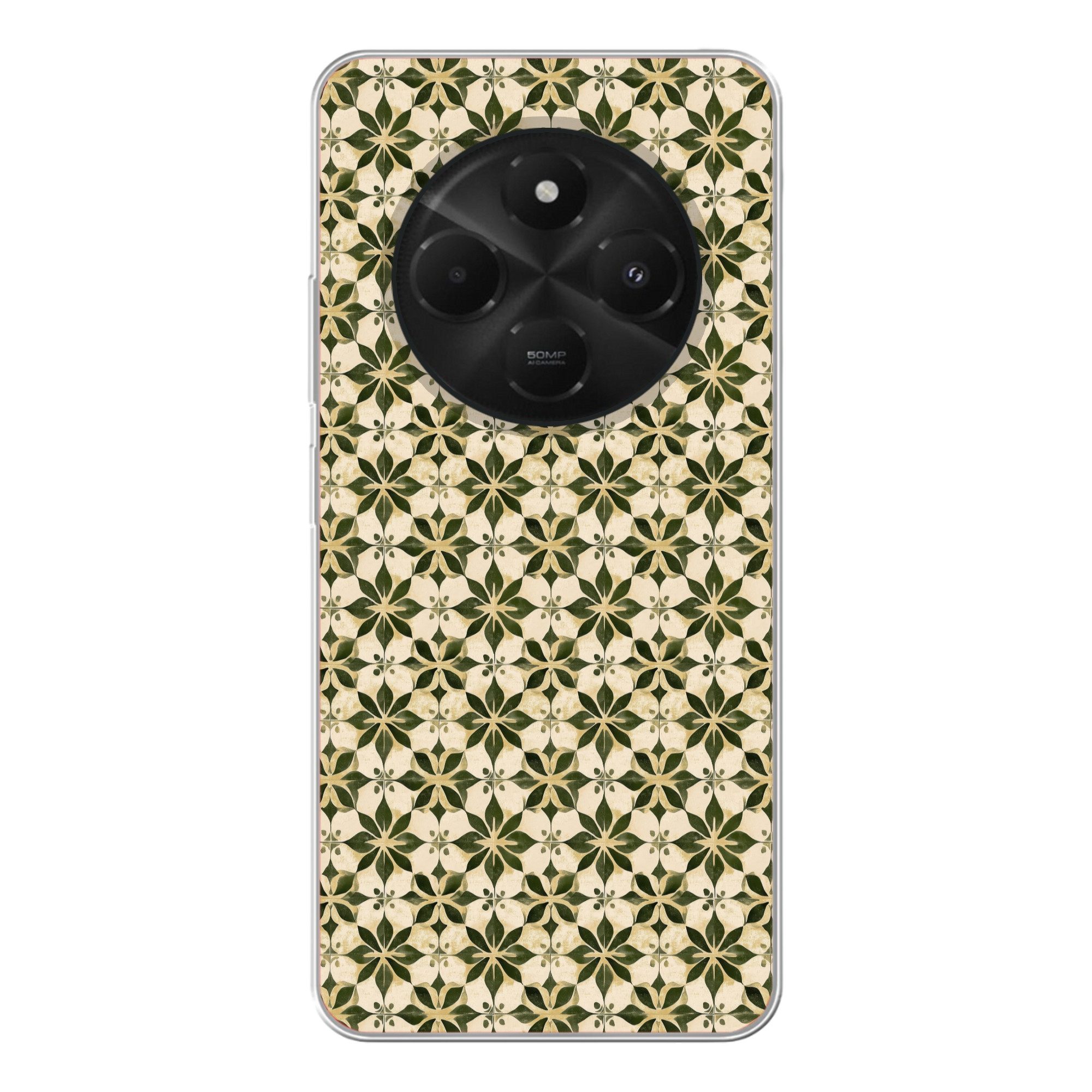 MuchoWow Handyhülle für Xiaomi Poco C75 Fliese - Muster - Grün, Handy Case, Silikon, Bumper Case Dünn