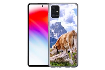 MuchoWow Handyhülle Alpen - Kuh - Berg, Handyhülle Samsung Galaxy A52 5G, Smartphone-Bumper, Print, Handy