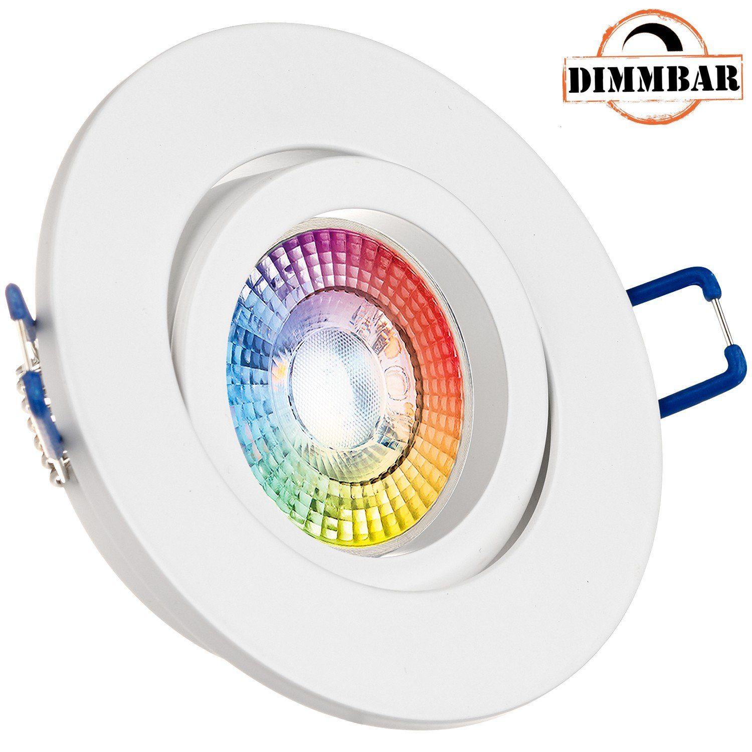 LEDANDO LED Einbaustrahler RGB LED Einbaustrahler Set extra flach in weiß matt mit 3W LED von LED