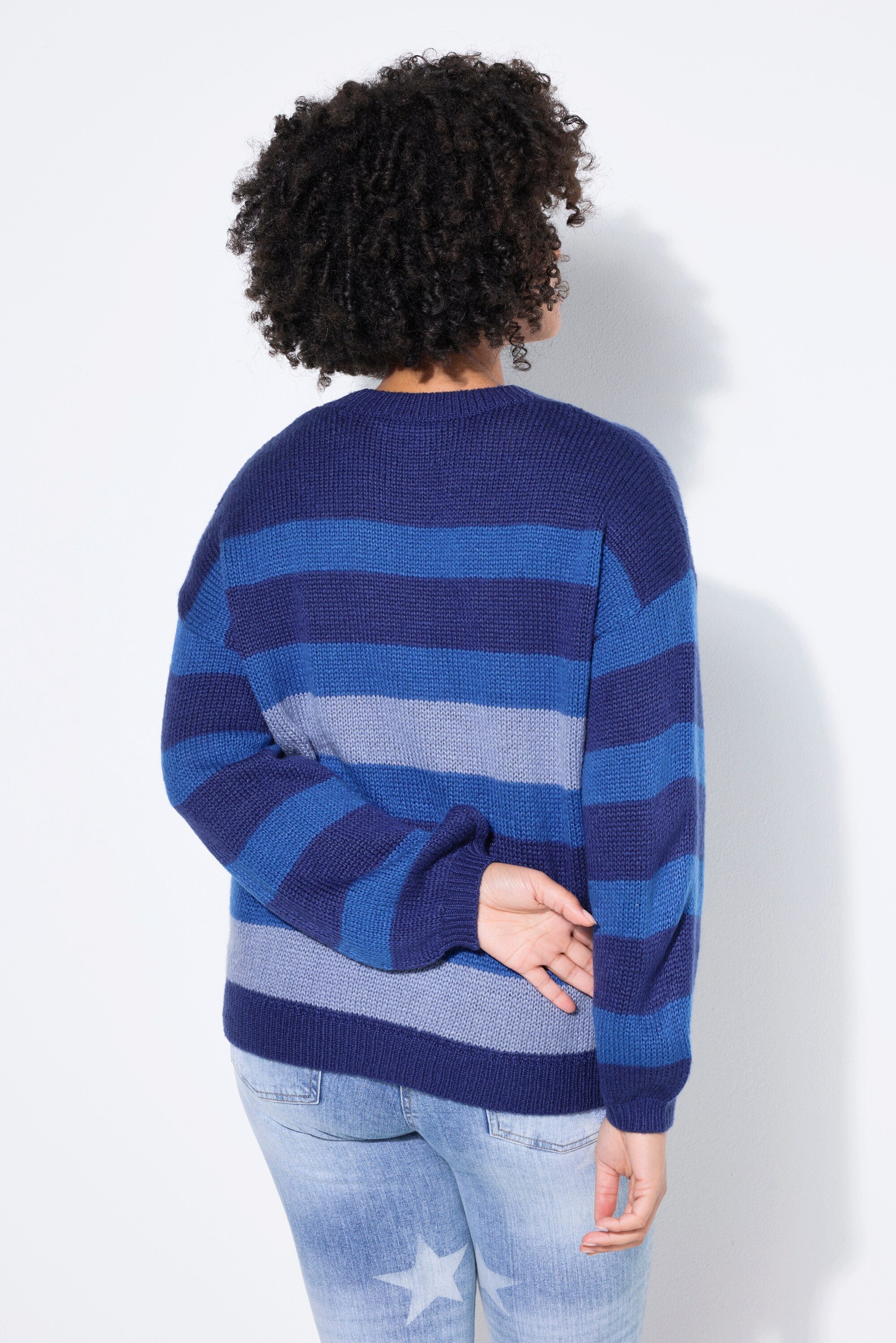 Angel of Style Strickpullover Pullover Loose Fit Blockstreifen Ballon-Langarm