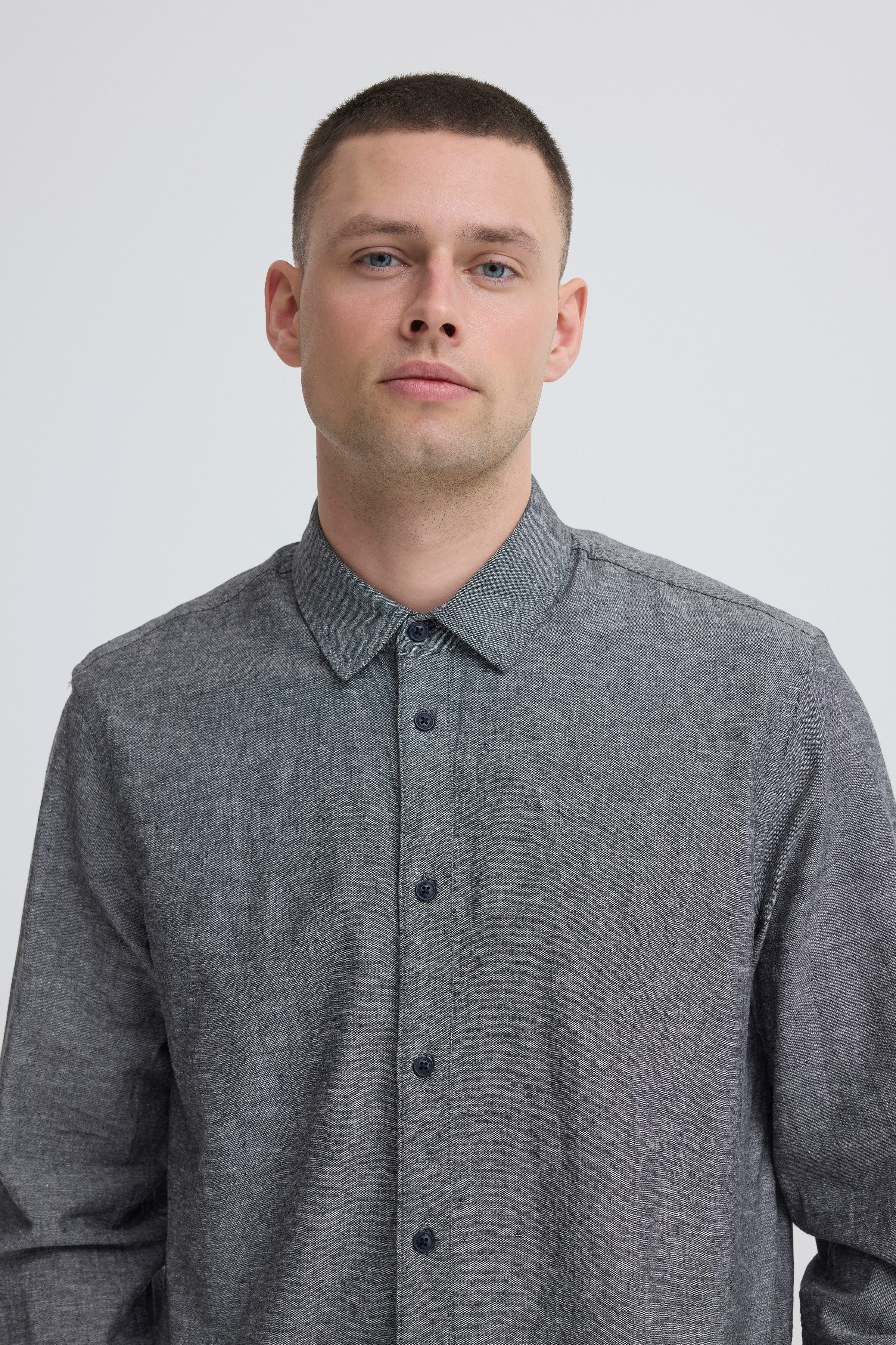 Blend Langarmhemd BHABAN SHIRT PP NOOS mit normalem Hemdkragen, Regular Fit, in Leinenoptik