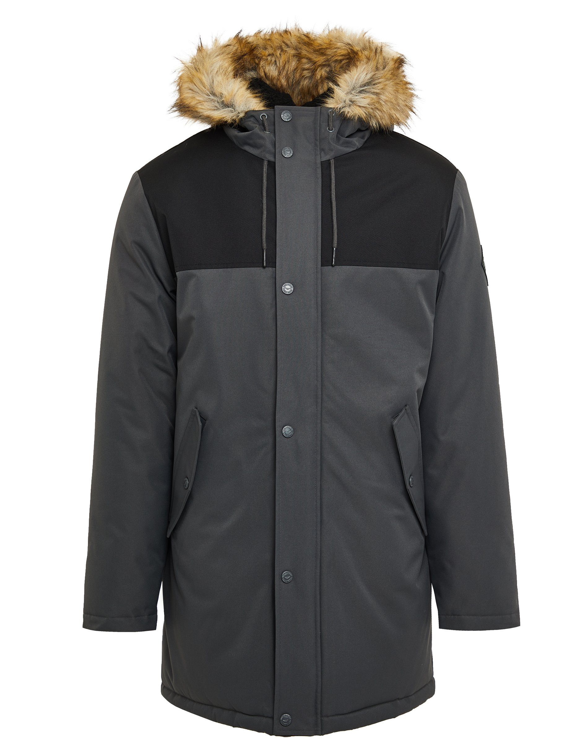 Jacket Recycled Black /Charcoal zertifiziert (GRS) Threadbare THB Parkston Standard Global Wintermantel