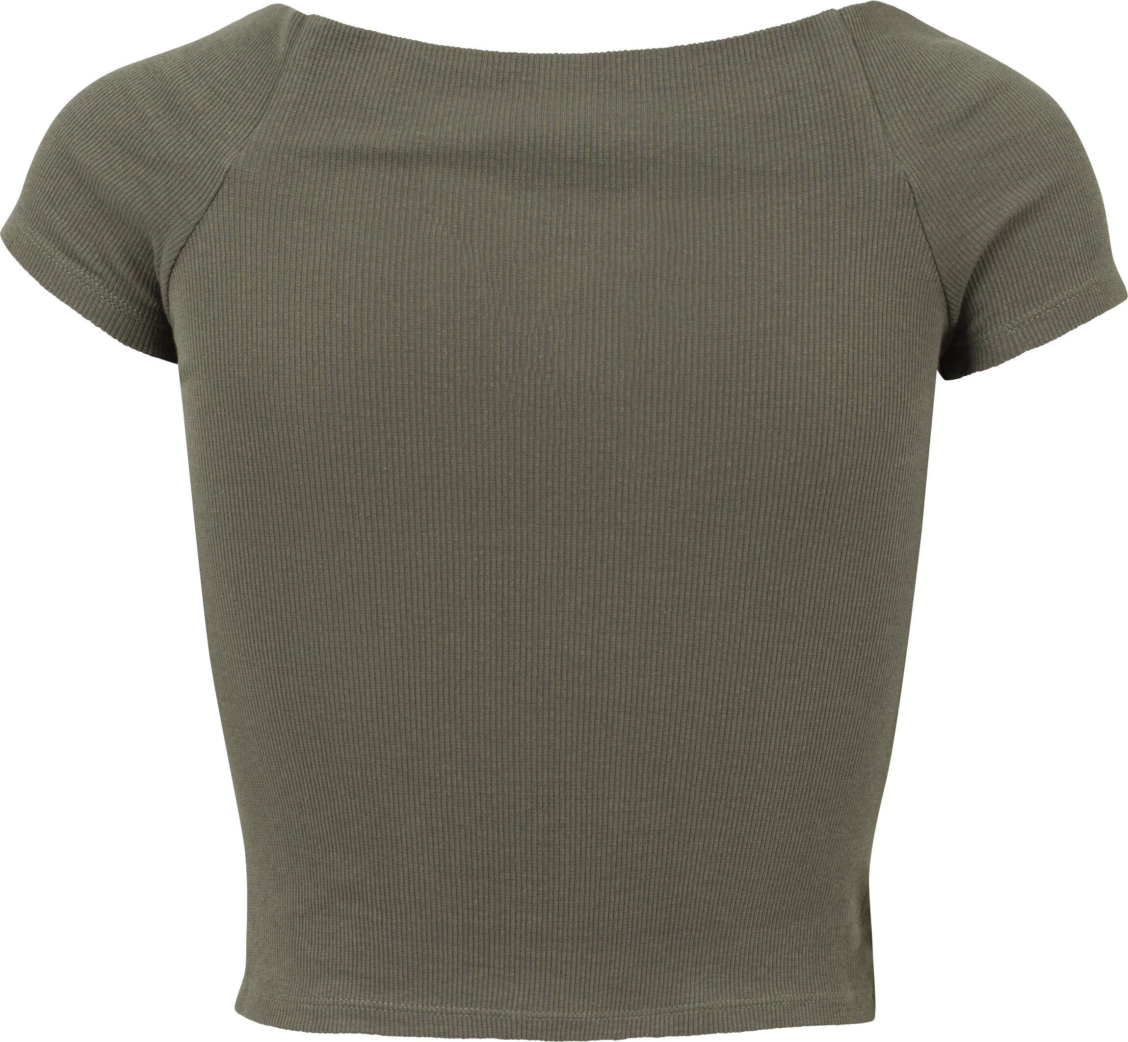 Shoulder URBAN T-Shirt Damen Tee Off Rib (1-tlg) CLASSICS olive Ladies
