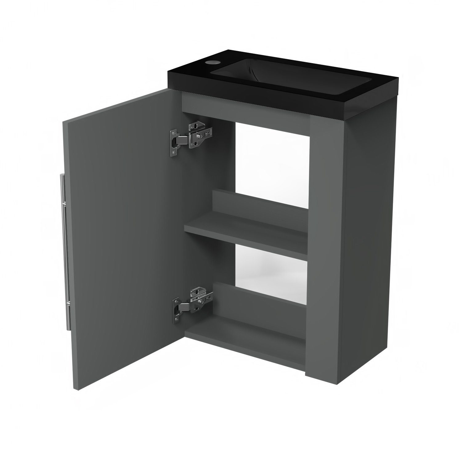 duschspa Waschtisch 45 cm Breite Waschbecken mit Unterschrank Gäste WC, Schwarz Becken