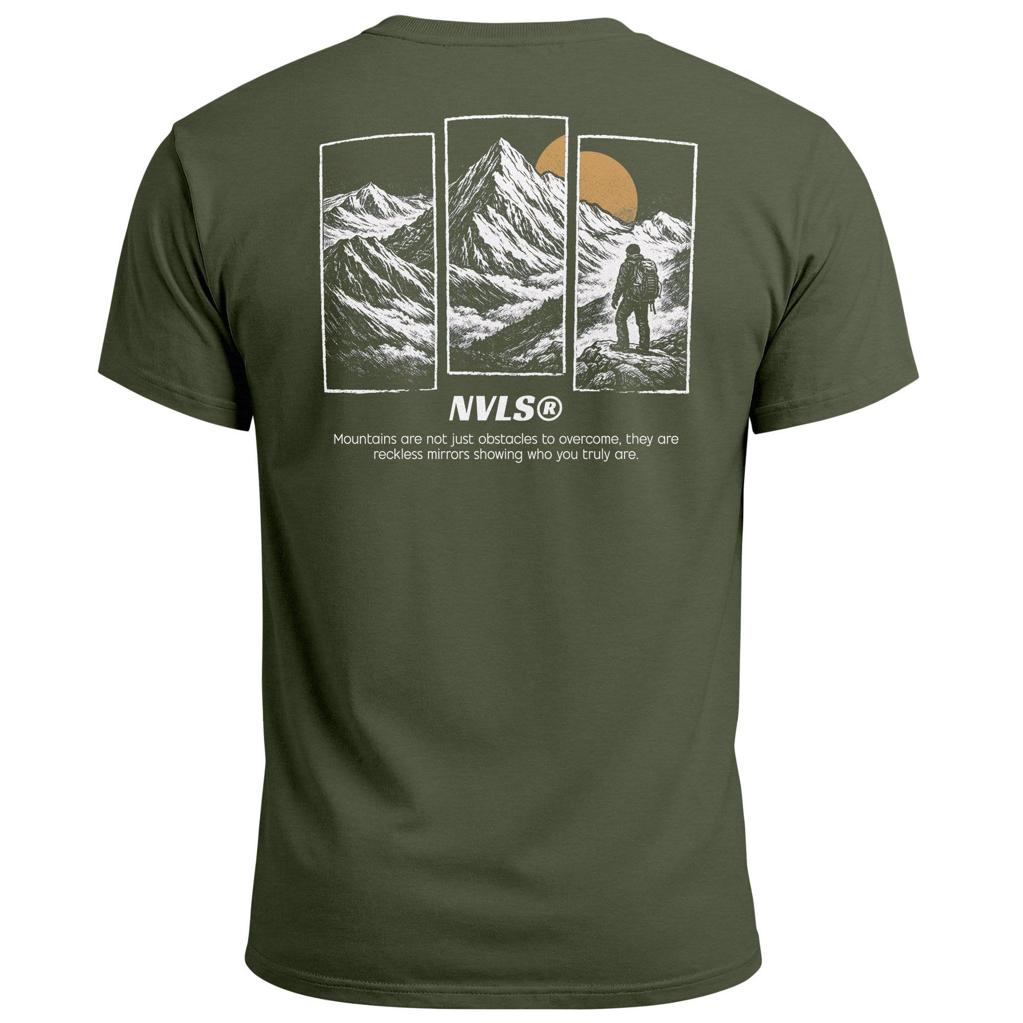 Neverless Print-Shirt Herren T-Shirt Backprint Mountain Adventure Grafik Ou günstig online kaufen