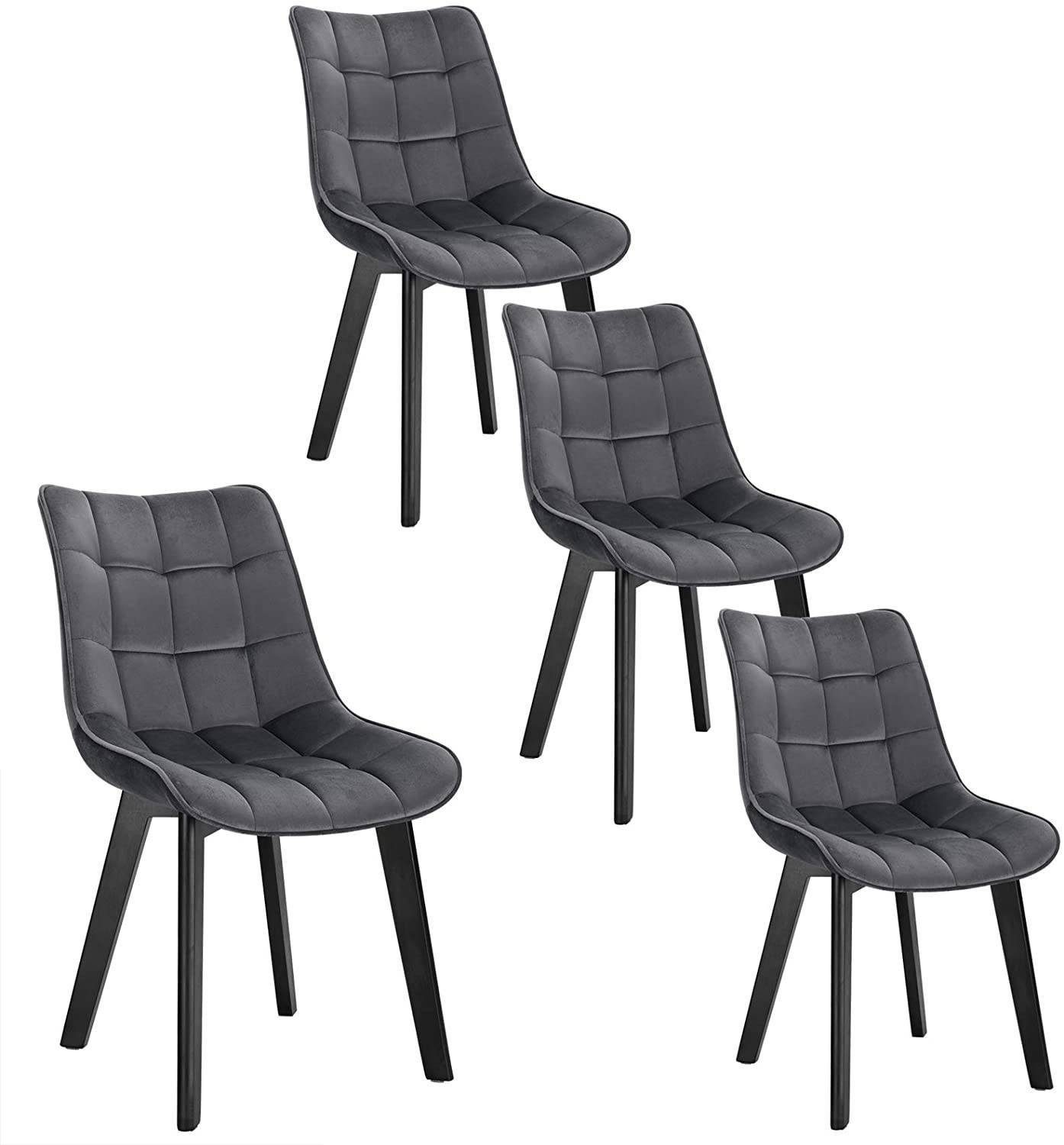 EUGAD Esszimmerstuhl (4 St), Rückenlehne, Weich Samt und schwarze Holzbeine günstig online kaufen