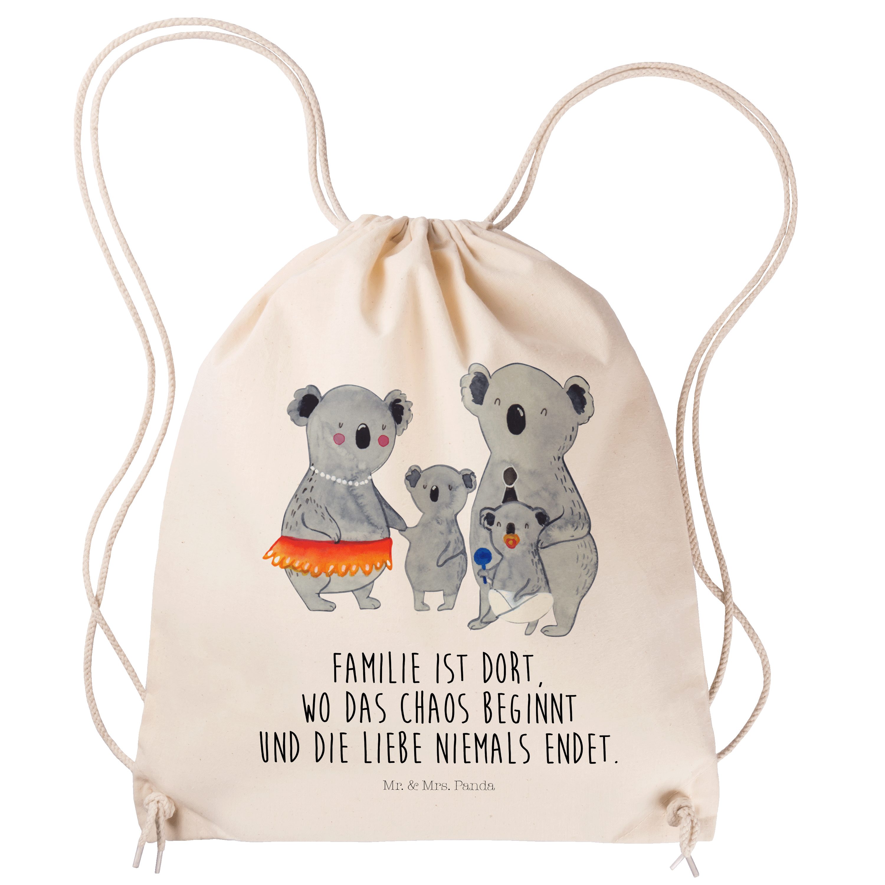 Mr. & Mrs. Panda Sporttasche Koala Familie - Transparent - Geschenk, Kinder, Beutel, Oma, Schweste (1-tlg)