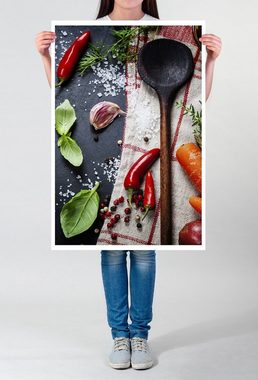 Sinus Art Poster Food-Fotografie 60x90cm Poster Holzlöffel mit Gemüse