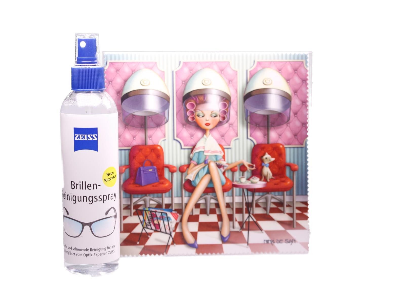 Brillenetui Mikrofasertuch "Friseursaloon" Größe 18,5*18,5 cm von La Kelnet